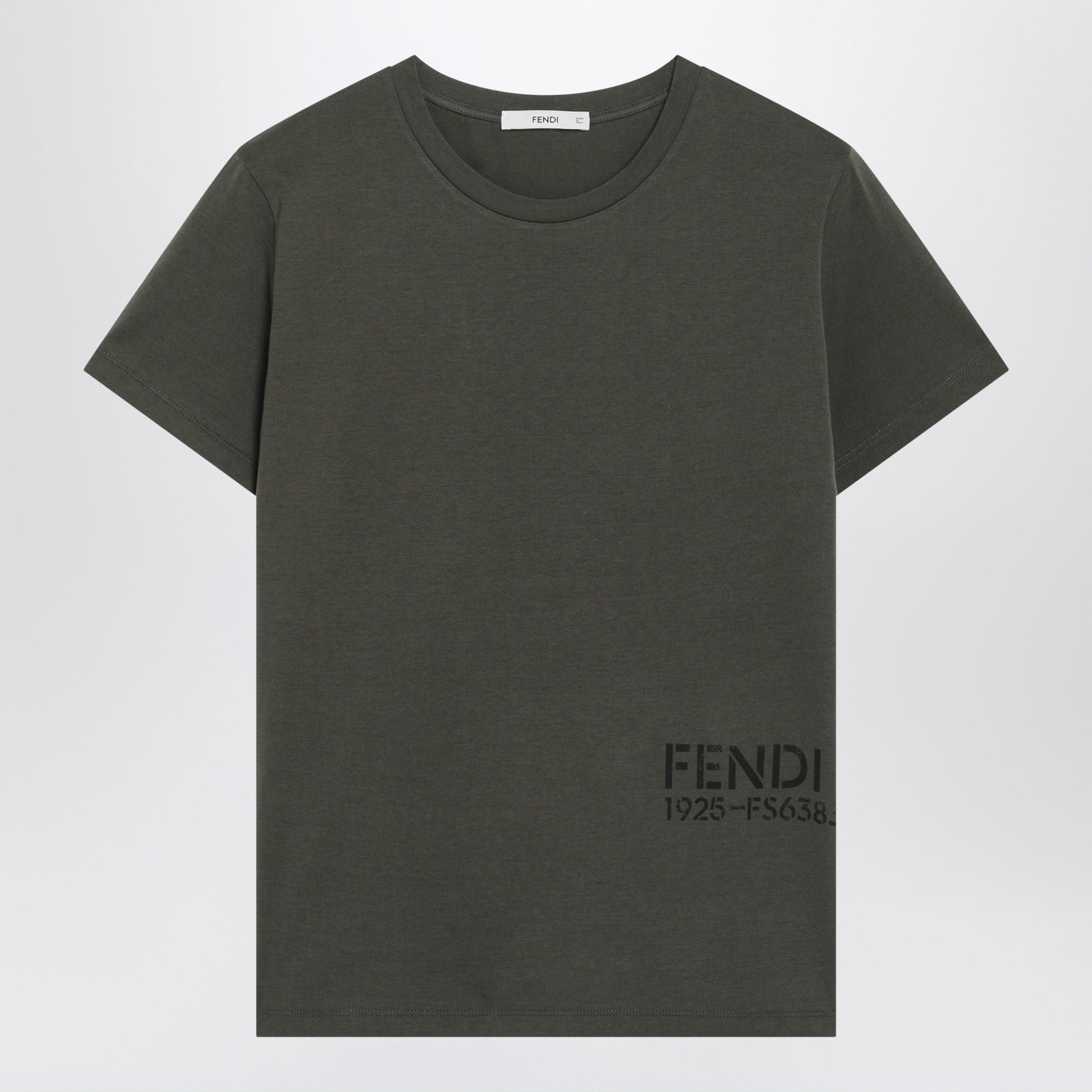 Fendi Military Green Cotton T-Shirt With Logo Women FENDI