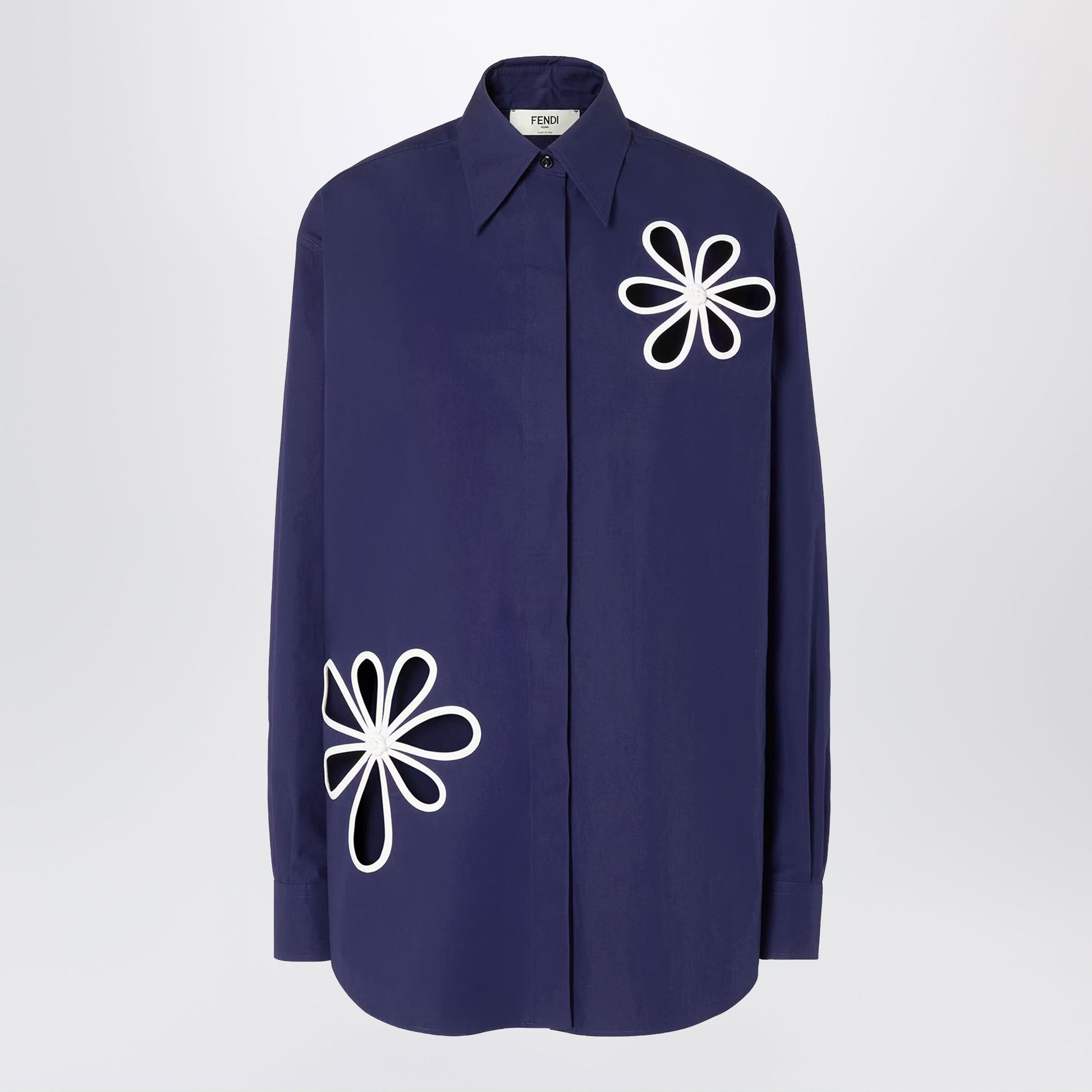 Fendi Dark Blue Poplin Shirt Women FENDI