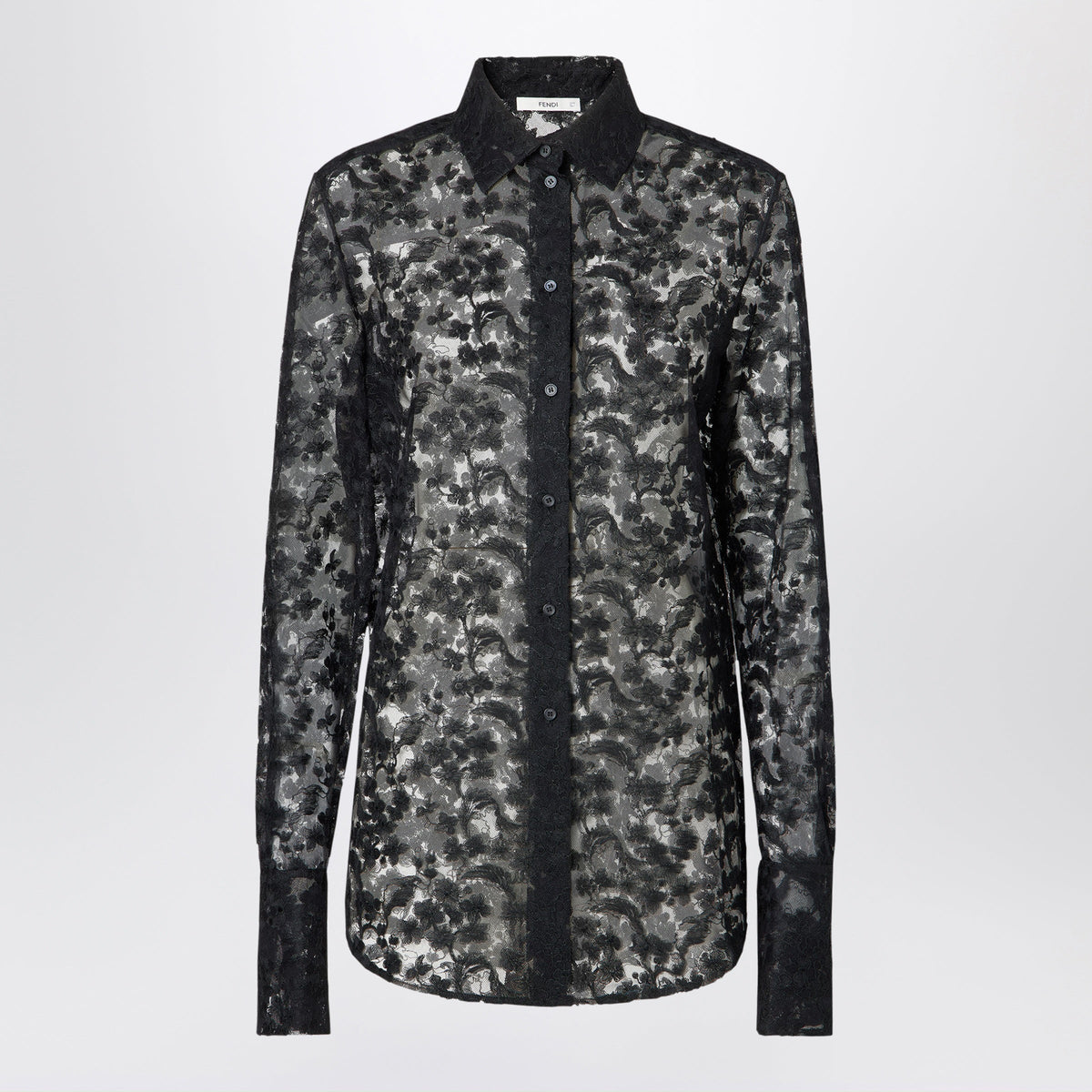 Fendi Black Peony Lace With A Degrade Effect Shirt Women FENDI