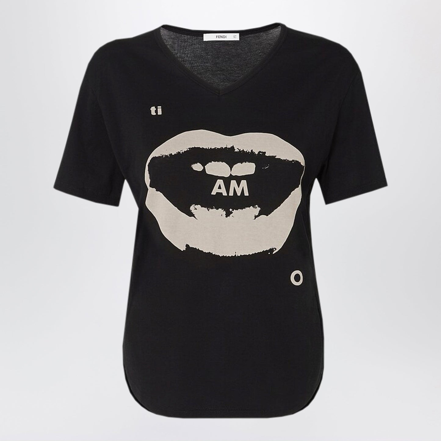 Fendi Black Jersey T-Shirt With Â€˜Ti Amoâ€ Print Women FENDI