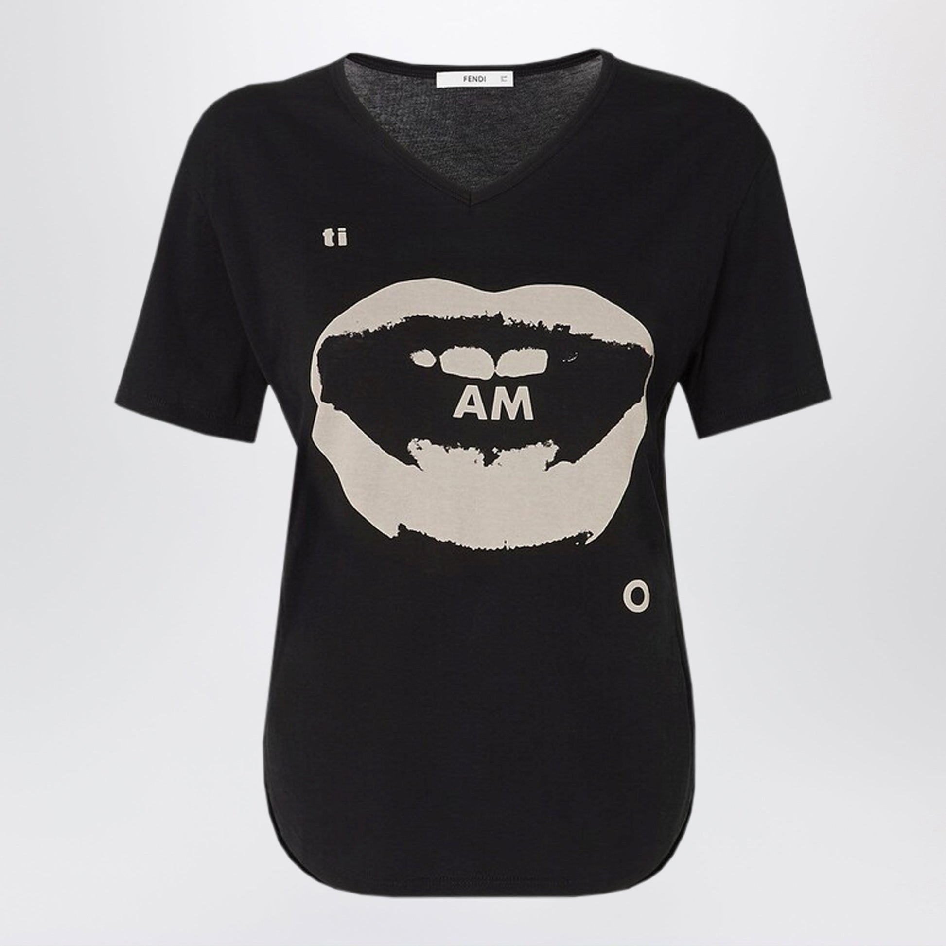 Fendi Black Jersey T-Shirt With Â€˜Ti Amoâ€ Print Women FENDI