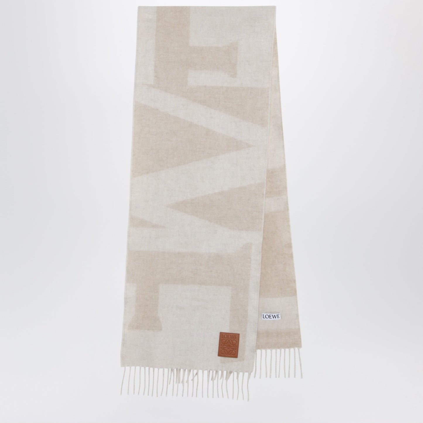 Loewe Two-Tone Beige Jacquard Cashmere Scarf Women LOEWE