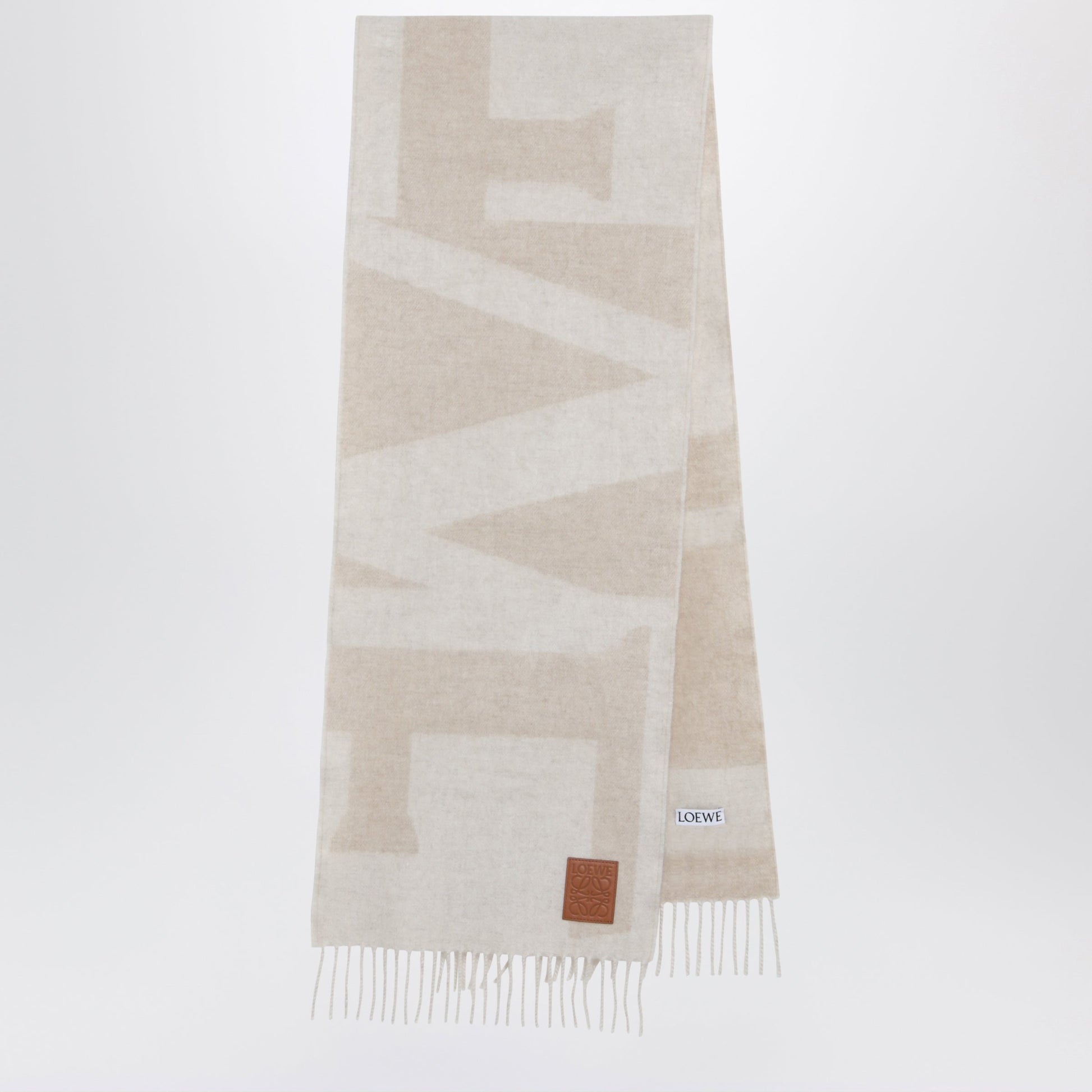 Loewe Two-Tone Beige Jacquard Cashmere Scarf Women LOEWE