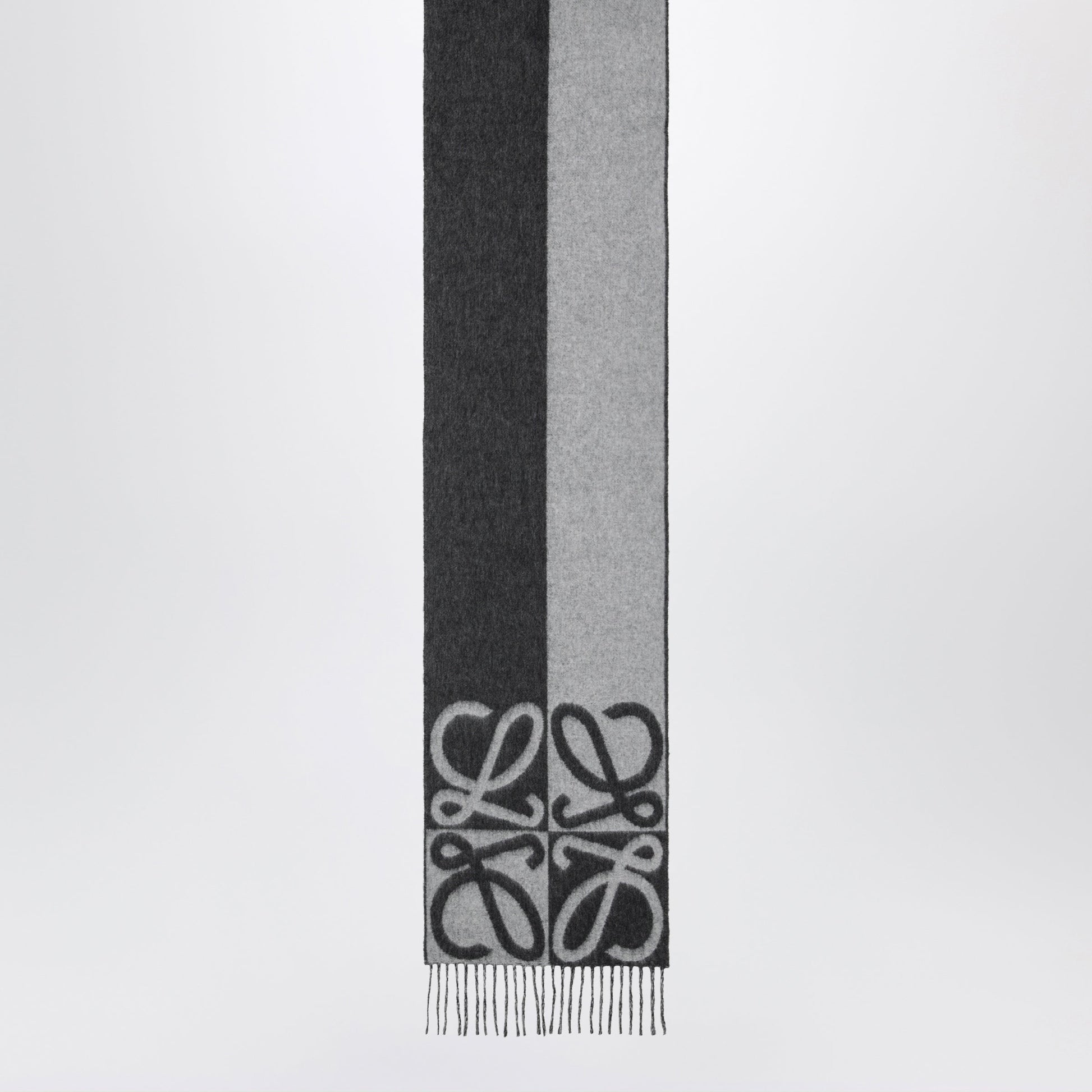 Loewe Bicolour Anagram Jacquard Wool-Cashmere Scarf In Grey Women LOEWE