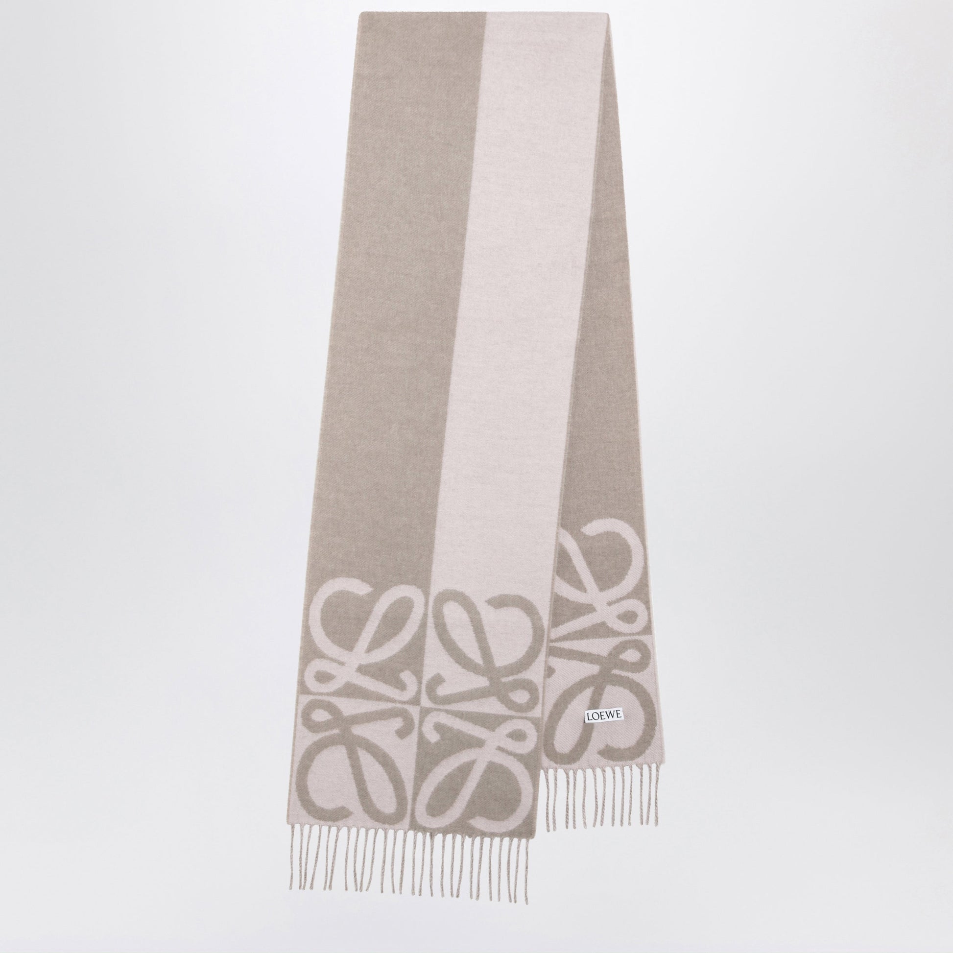 Loewe Anagram Jacquard Scarf In Pink / Beige Wool And Cashmere Women LOEWE