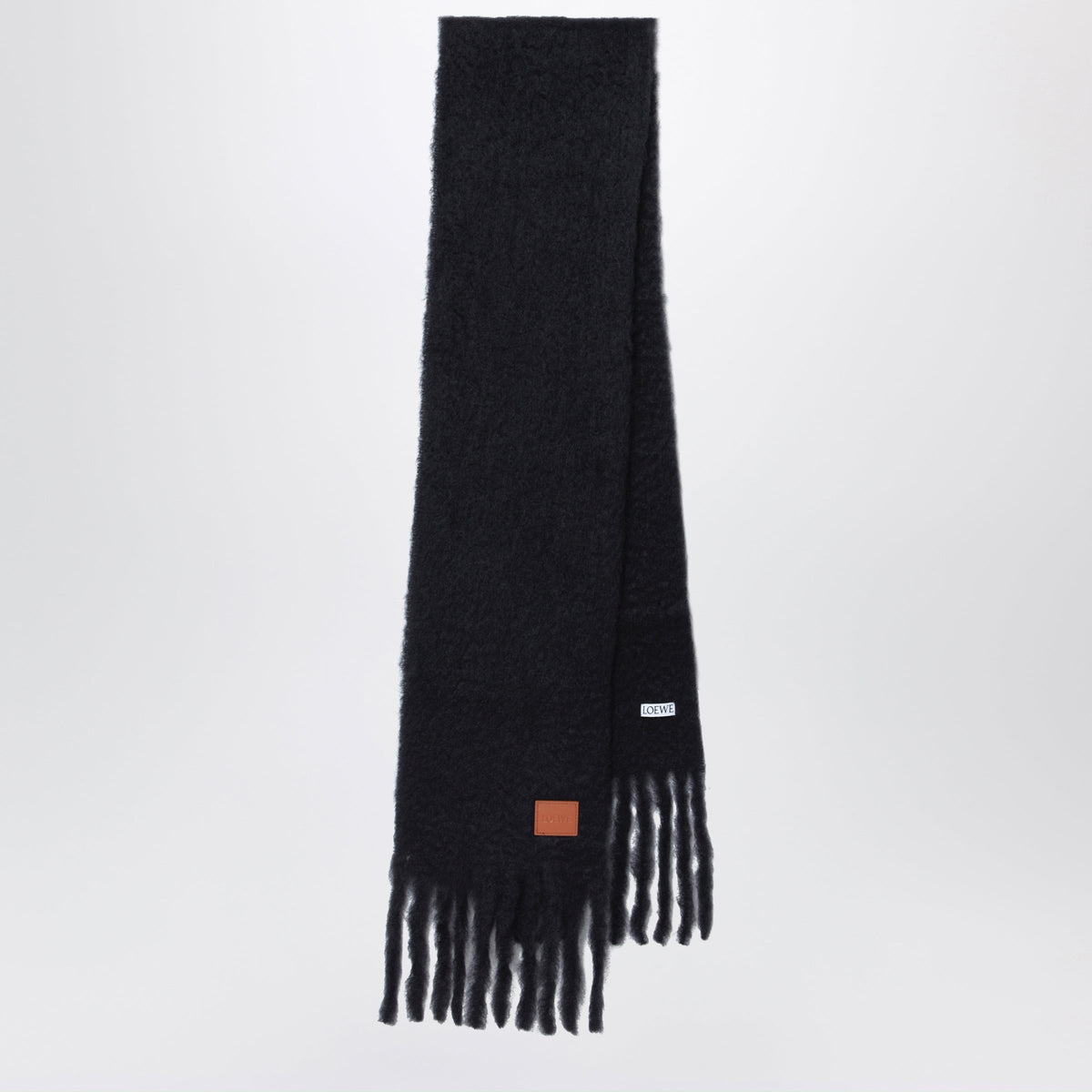 Loewe Black Scarf In Mohair And Wool Blend Men LOEWE