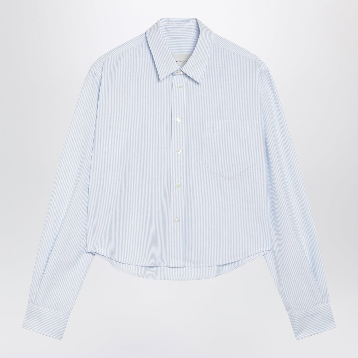 Ami Paris Blue/White Striped Ami De Cå“Ur Cropped Shirt Women AMI PARIS