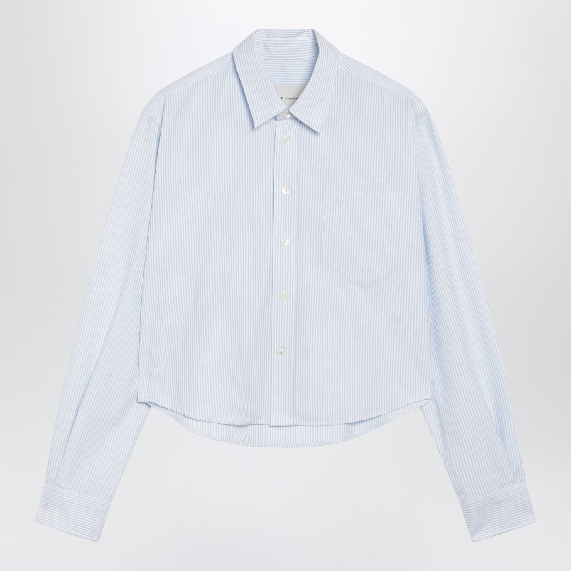 Ami Paris Blue/White Striped Ami De Cå“Ur Cropped Shirt Women AMI PARIS