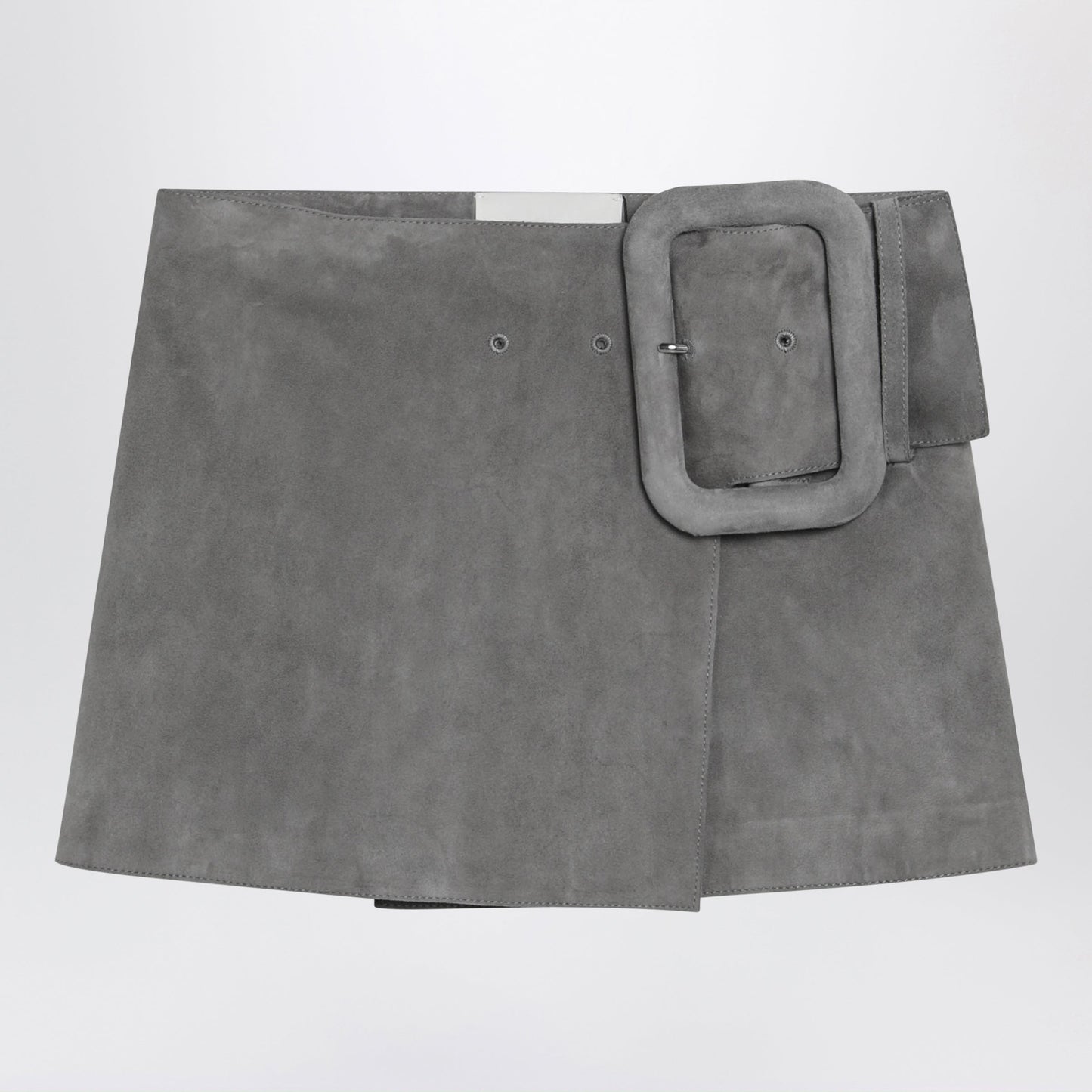 Ami Paris Grey Suede Mini Skirt With Large Buckle Belt Women AMI PARIS
