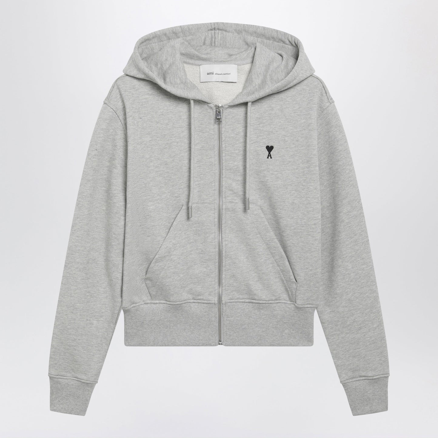 Ami Paris Light Grey Ami De Coeur Zip-Up Sweatshirt In Cotton Women AMI PARIS