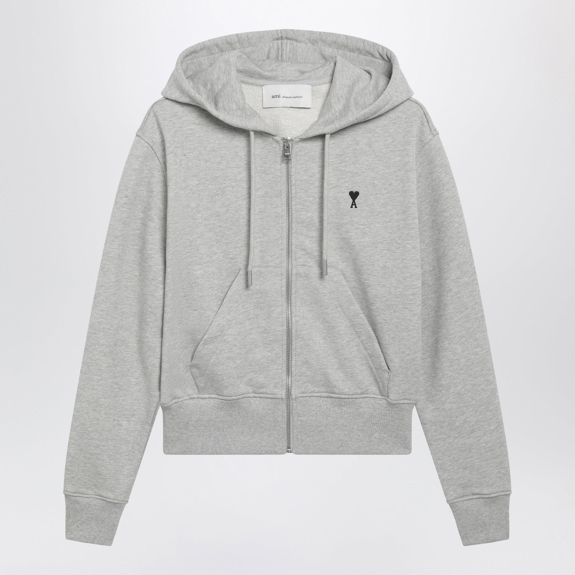 Ami Paris Light Grey Ami De Coeur Zip-Up Sweatshirt In Cotton Women AMI PARIS