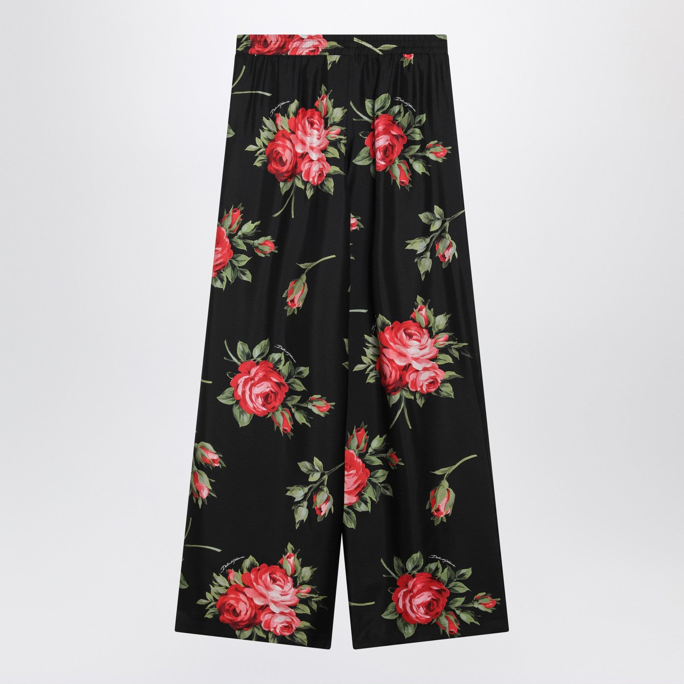 Dolce&Gabbana Wide Twill Trousers With Rose Bouquet Print Women DOLCE & GABBANA