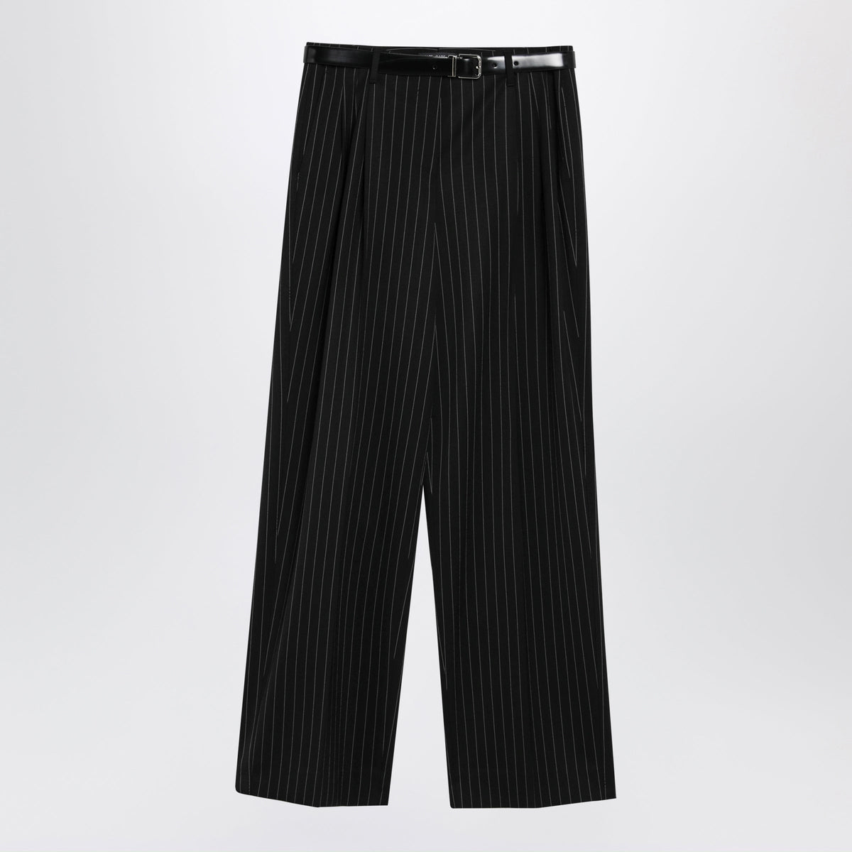 Dolce&Gabbana Black Pinstripe Belted Trousers Women DOLCE & GABBANA