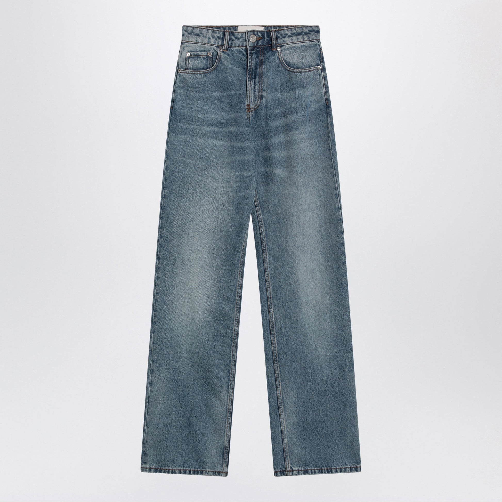 Ami Paris Wide-Leg Jeans In Washed Indigo Denim Women AMI PARIS