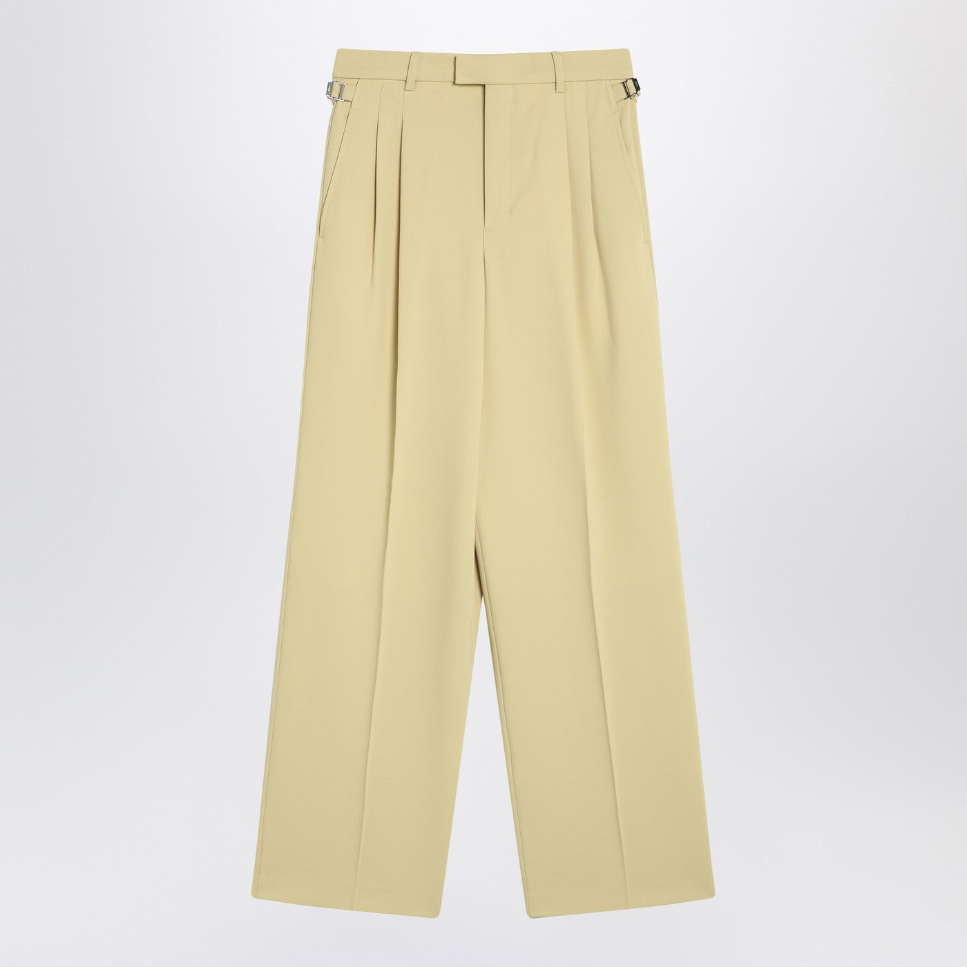 Ami Paris Wide Lime-Coloured Wool Trousers Women AMI PARIS