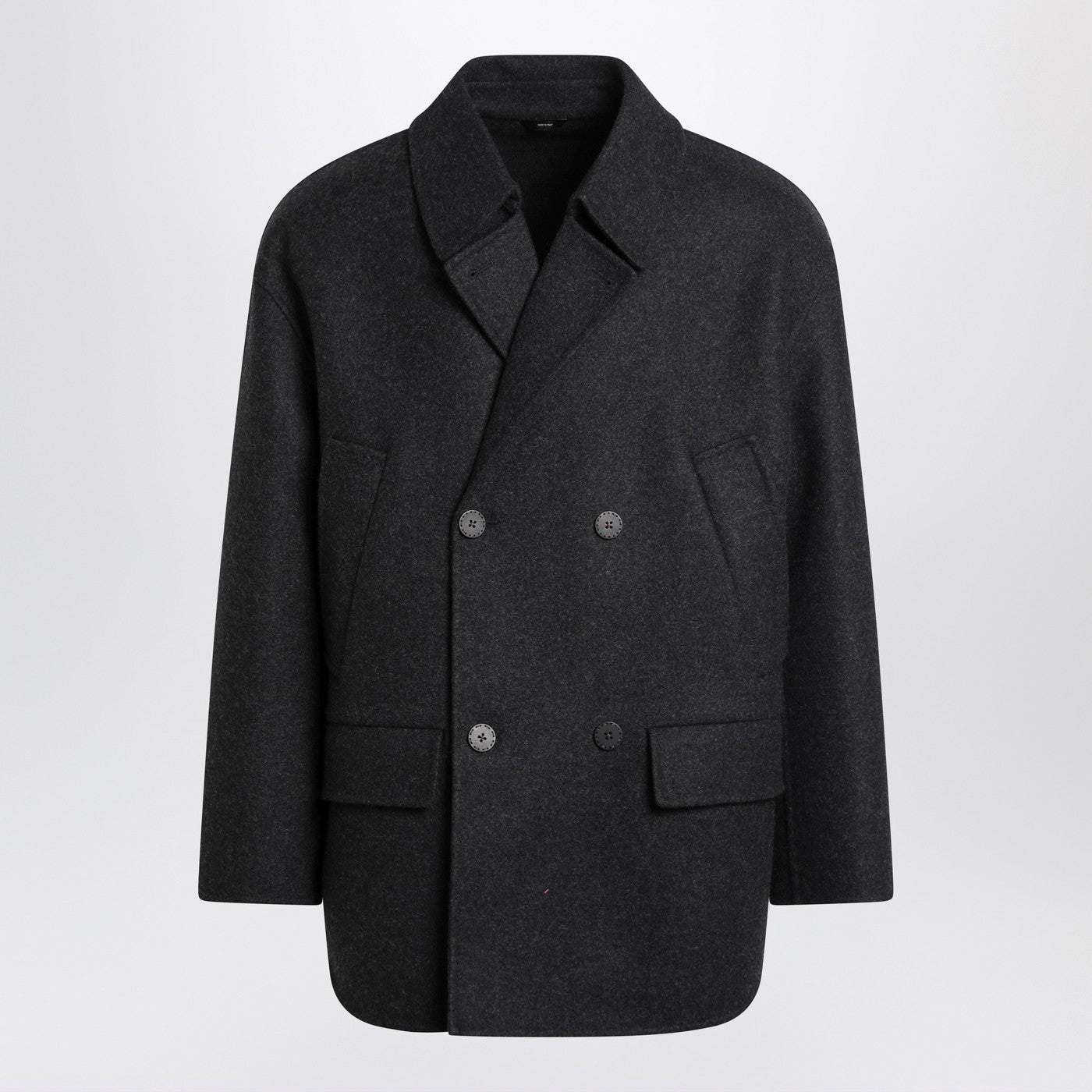 Fendi Double-Breasted Caban In Slate Grey Wool Men FENDI