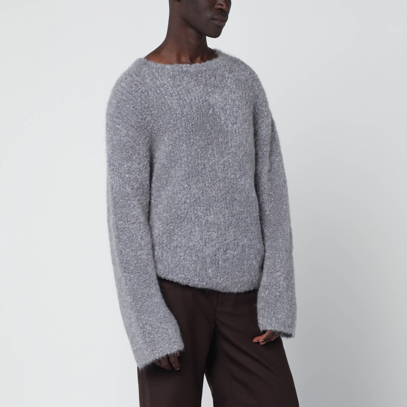 Sefr Jermaine Grey Sweater In Boucle Yarn Men SEFR
