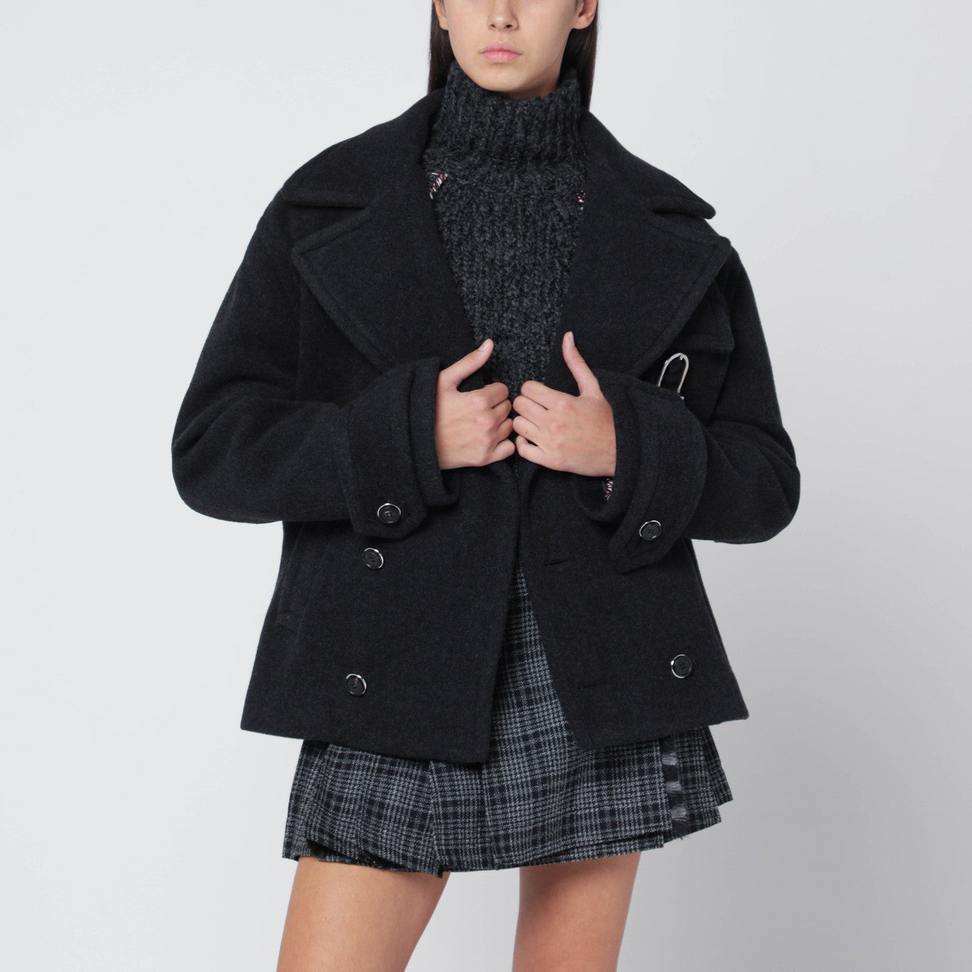 Durazzi Milano Dark Grey Melange Wool Coat Women Durazzi Milano