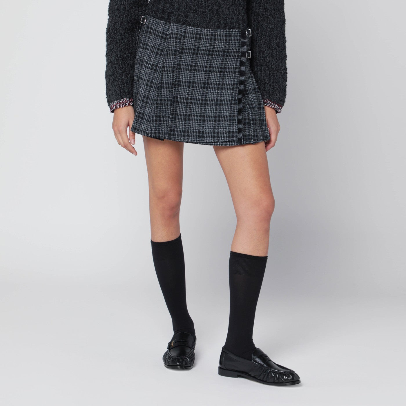 Durazzi Milano Black/White Check Kilt Mini Skirt Women Durazzi Milano