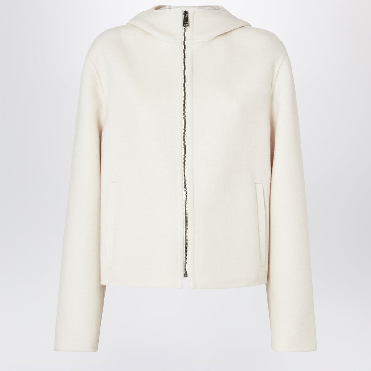 Fendi Ff Zucca Blouson Jacket In Ivory Wool And Silk Women FENDI