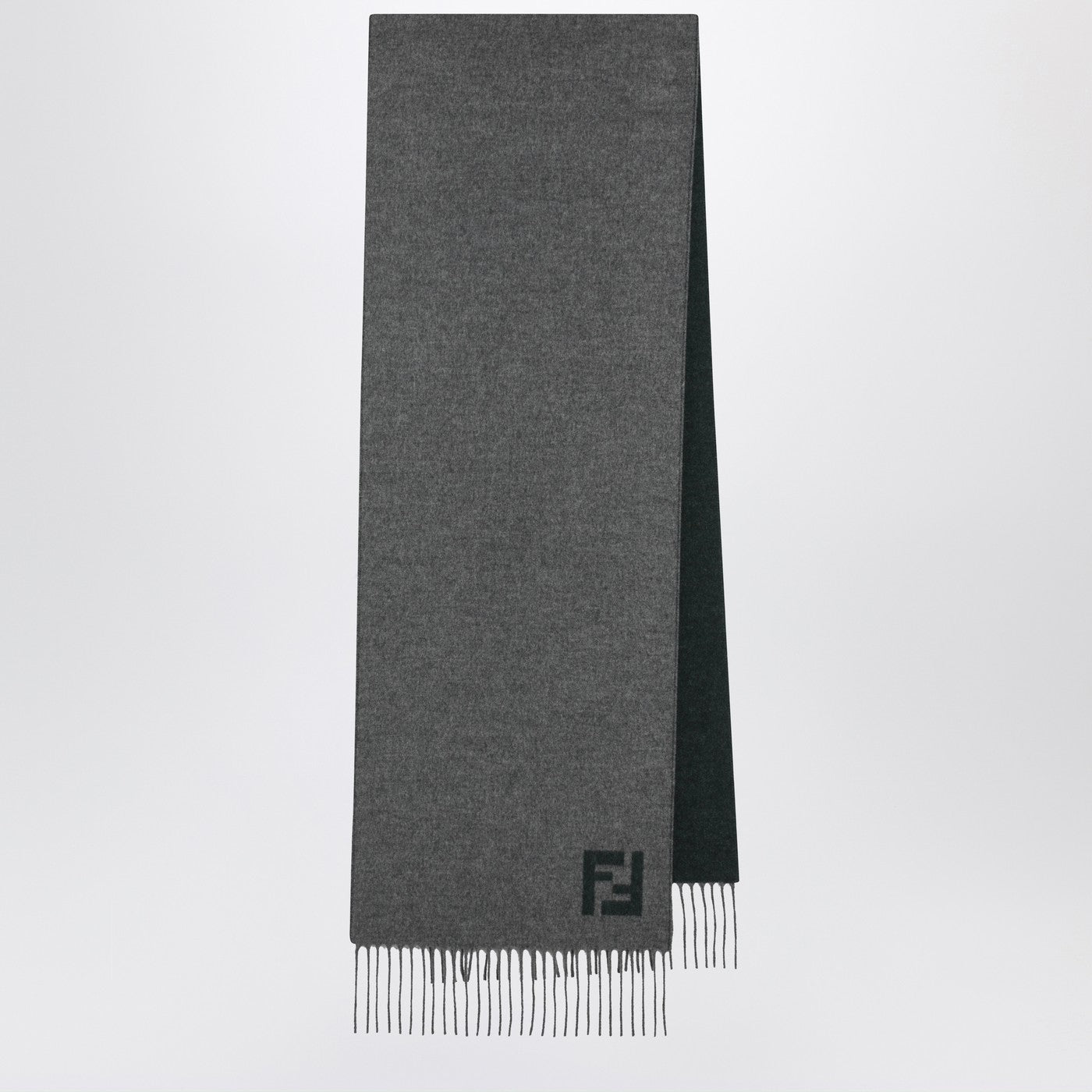 Fendi Grey/Green Wool And Cashmere Scarf Men FENDI