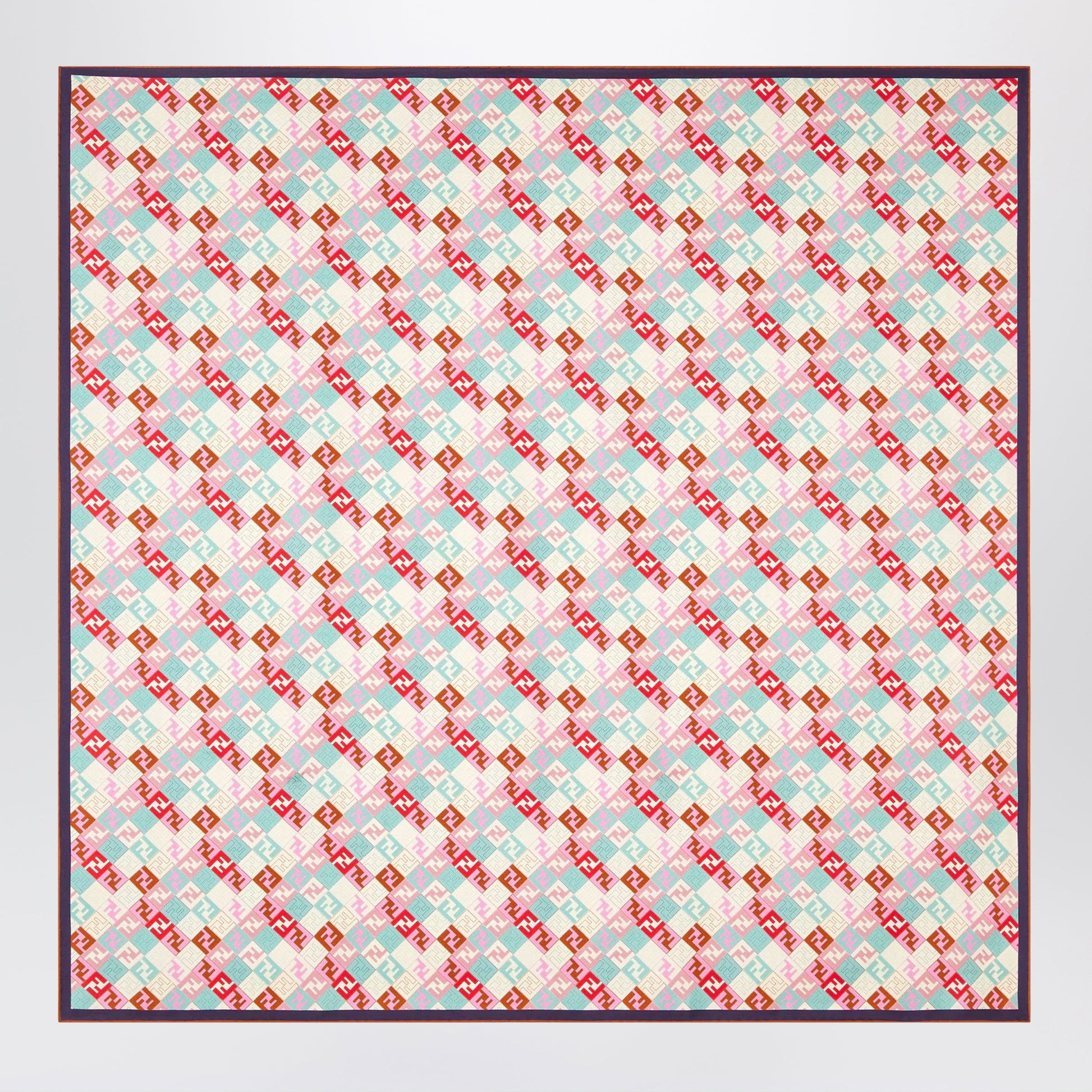 Fendi Green Multicolour Silk Foulard With Ff Logo Women FENDI