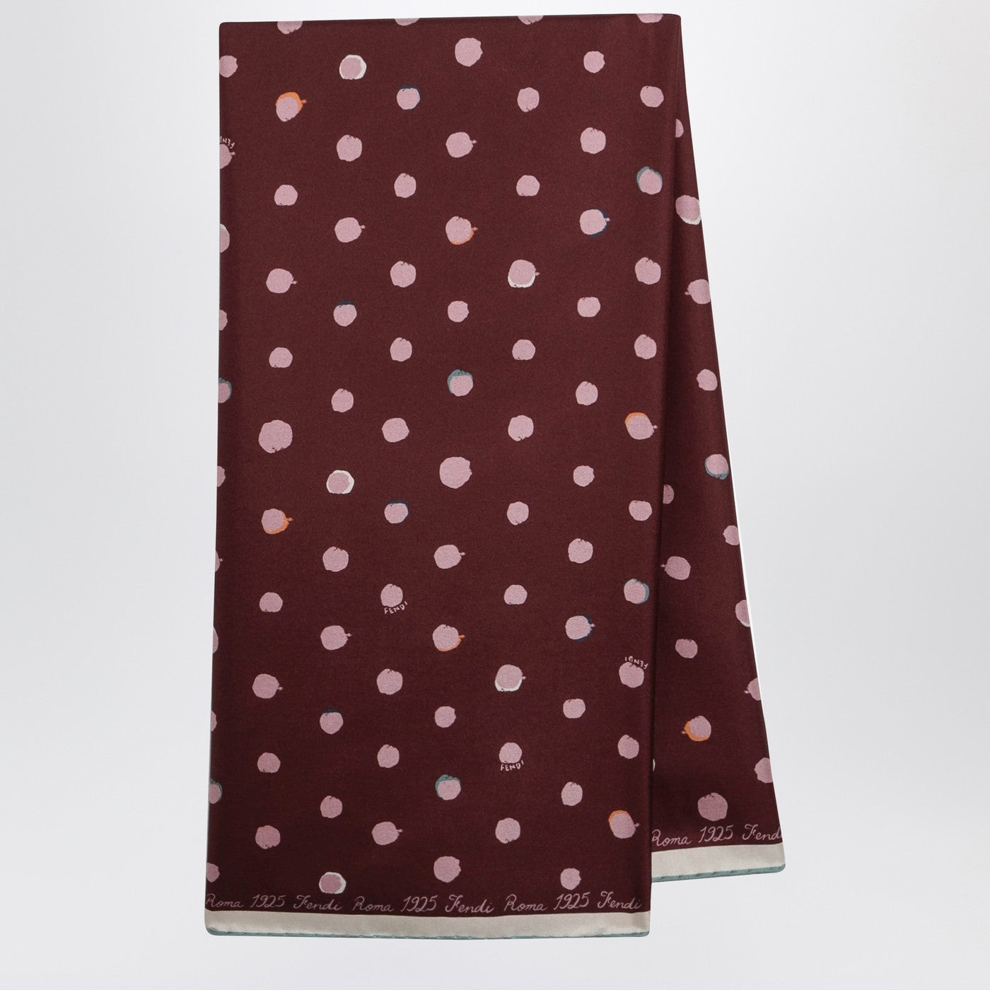 Fendi Pink And Burgundy Silk Falena Dots Foulard Women FENDI