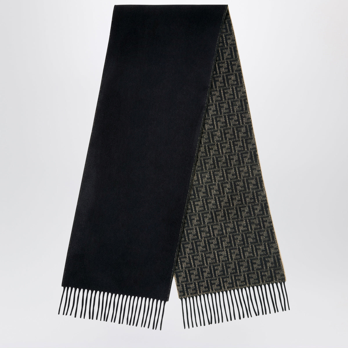 Fendi Tobacco Ff Scarf In Wool And Cashmere Women FENDI