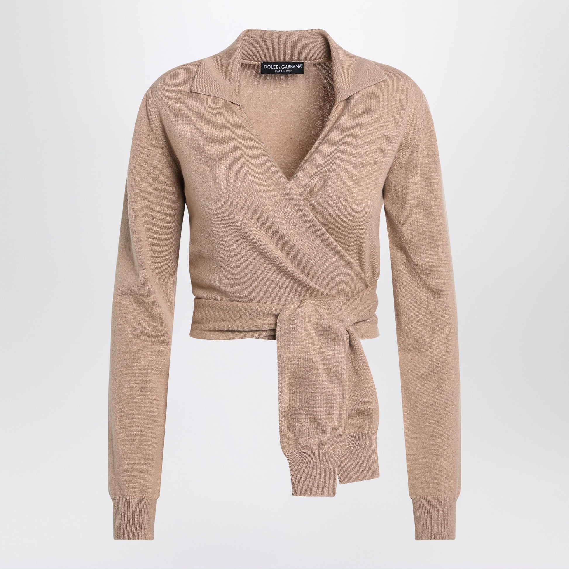 Dolce&Gabbana Beige Wrap Cardigan In Cashmere Women DOLCE & GABBANA