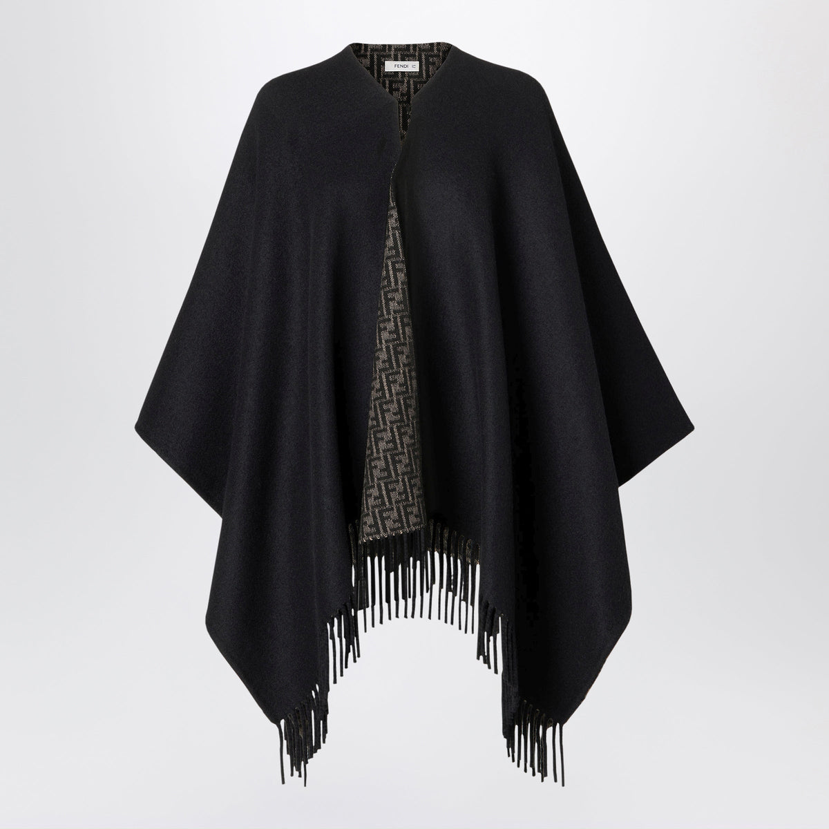 Fendi Tobacco Ff Poncho In Wool And Cashmere Women FENDI