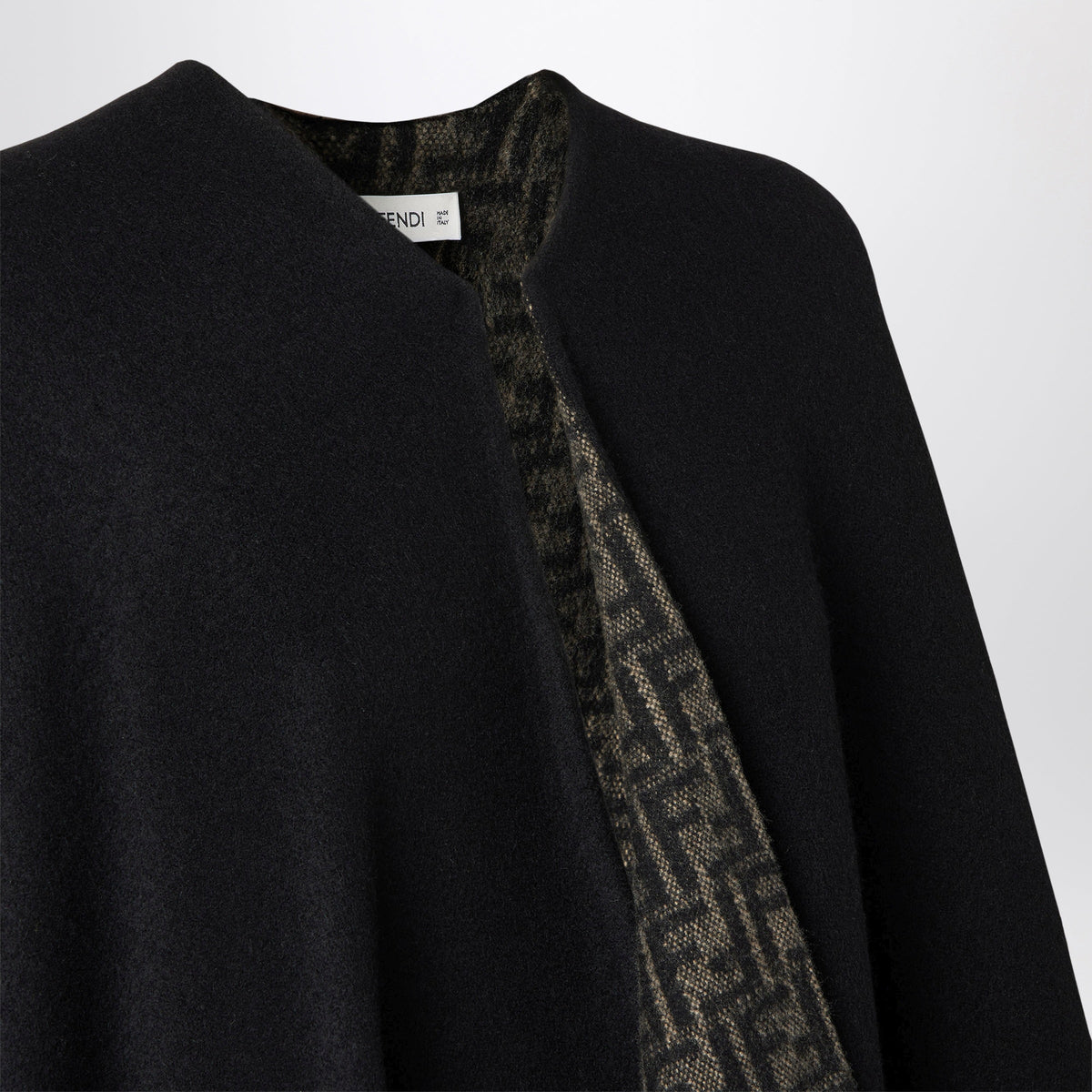 Fendi Tobacco Ff Poncho In Wool And Cashmere Women FENDI