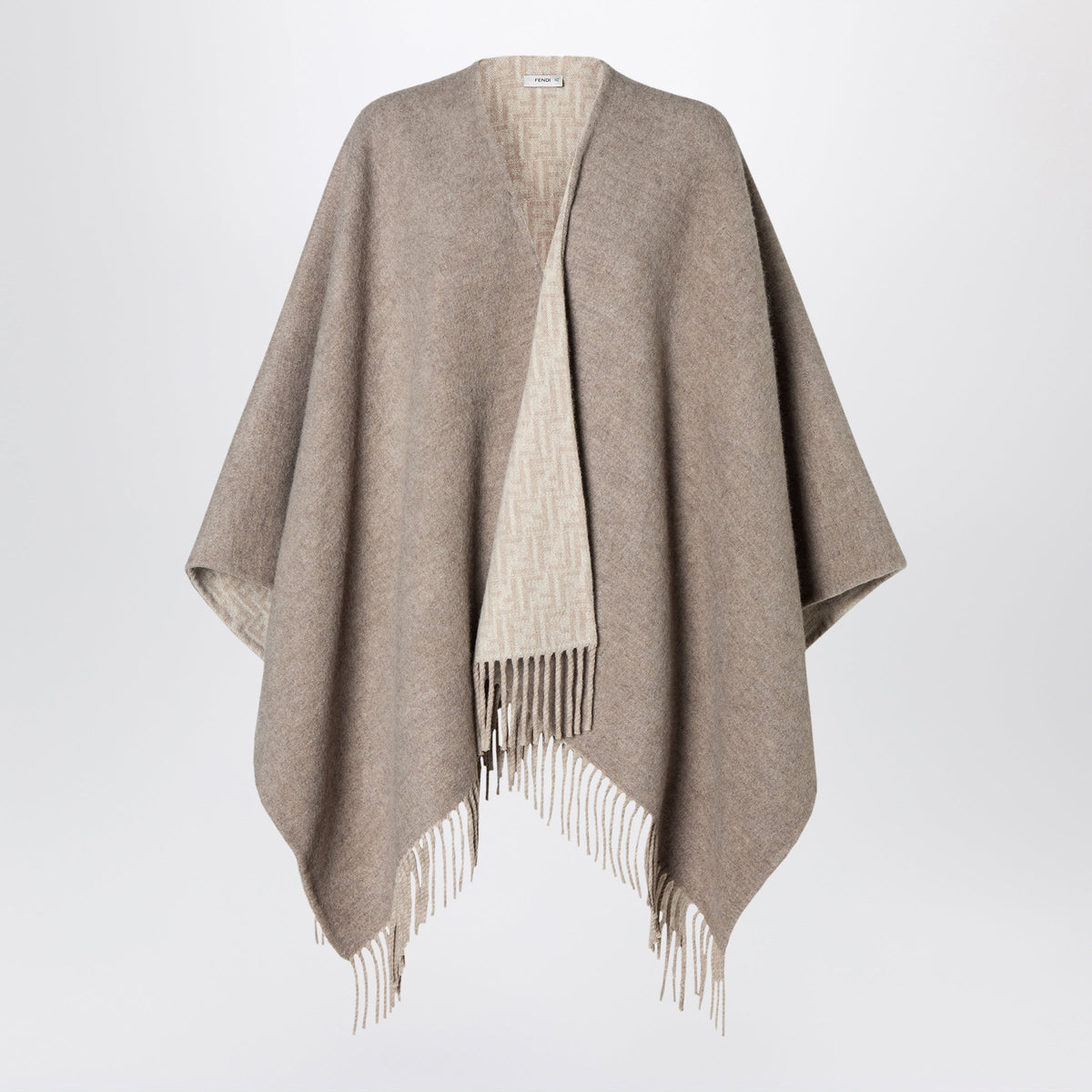Fendi Dove Grey Ff Poncho In Wool And Cashmere Women FENDI