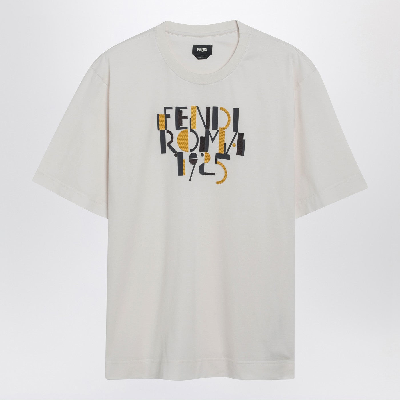 Fendi White Cotton T-Shirt With Logo Print Men FENDI