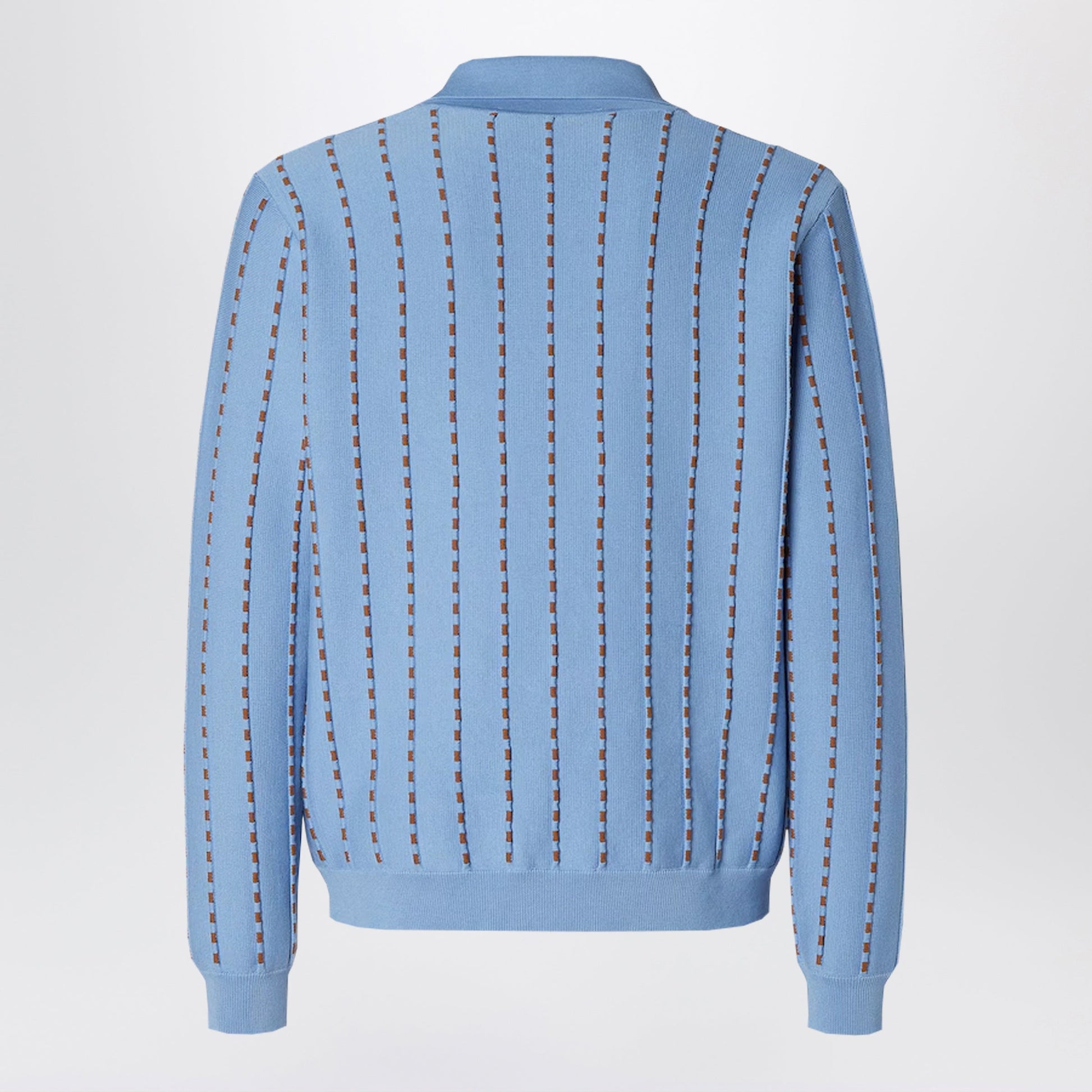 Fendi Light Blue Cotton Knit Jumper Men FENDI