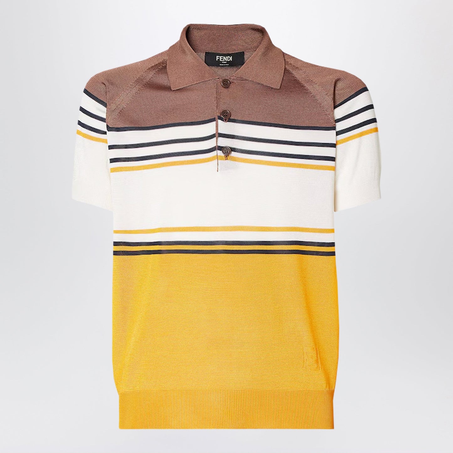Fendi Multicoloured Striped Viscose Polo Shirt Men FENDI