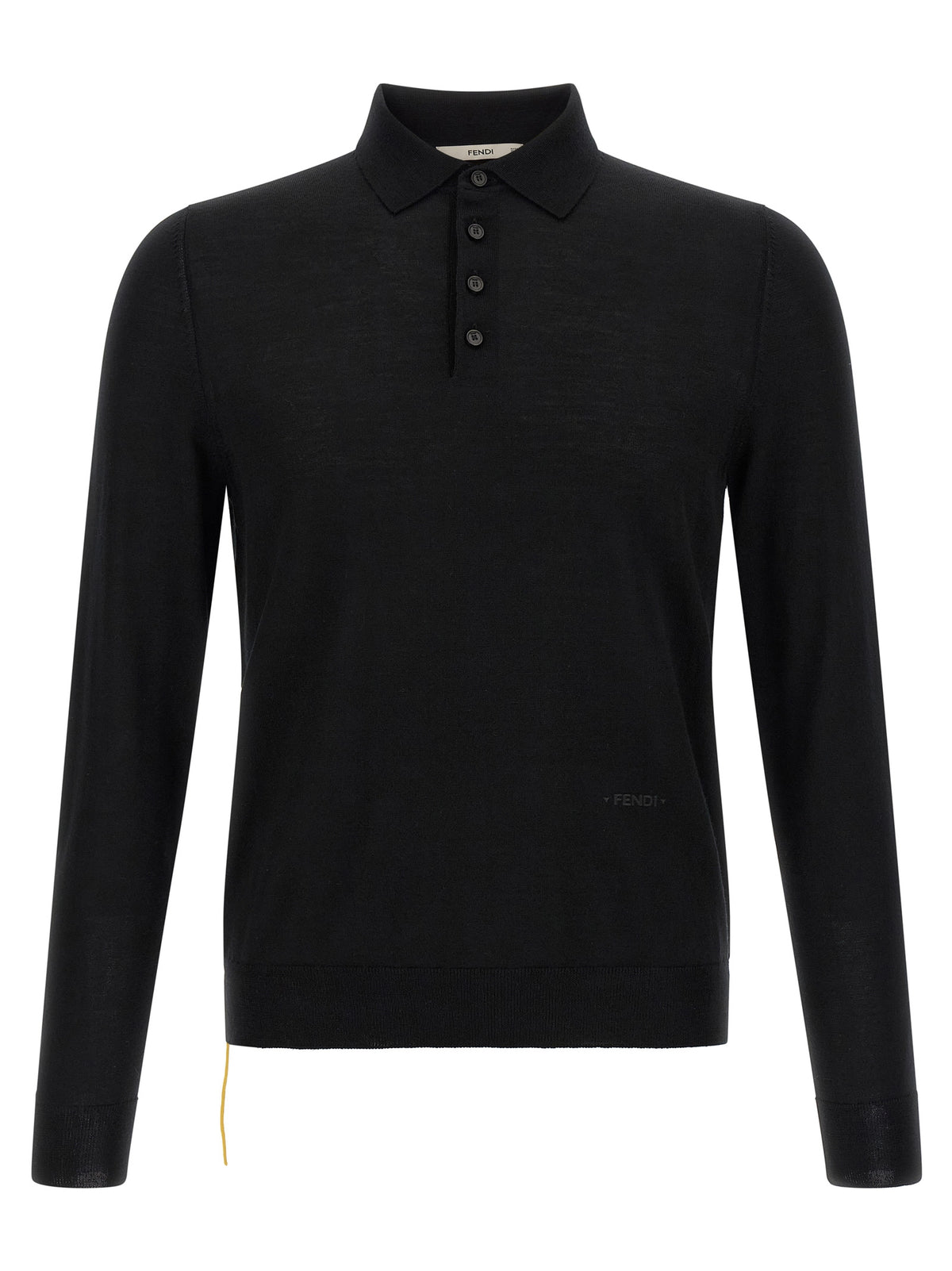 Fendi Men Yellow Stitching Polo Shirt With Visible Thread FENDI