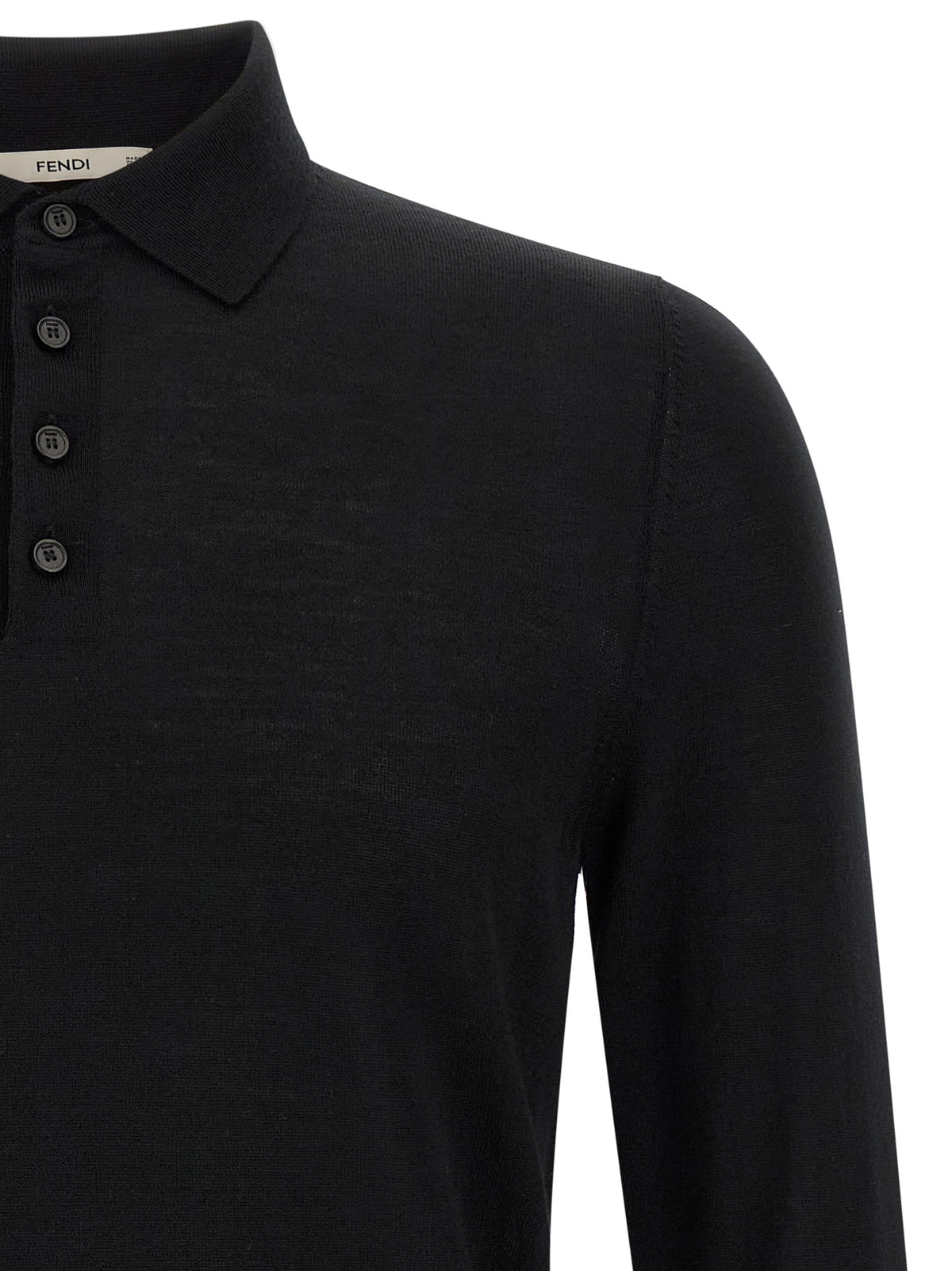 Fendi Men Yellow Stitching Polo Shirt With Visible Thread FENDI