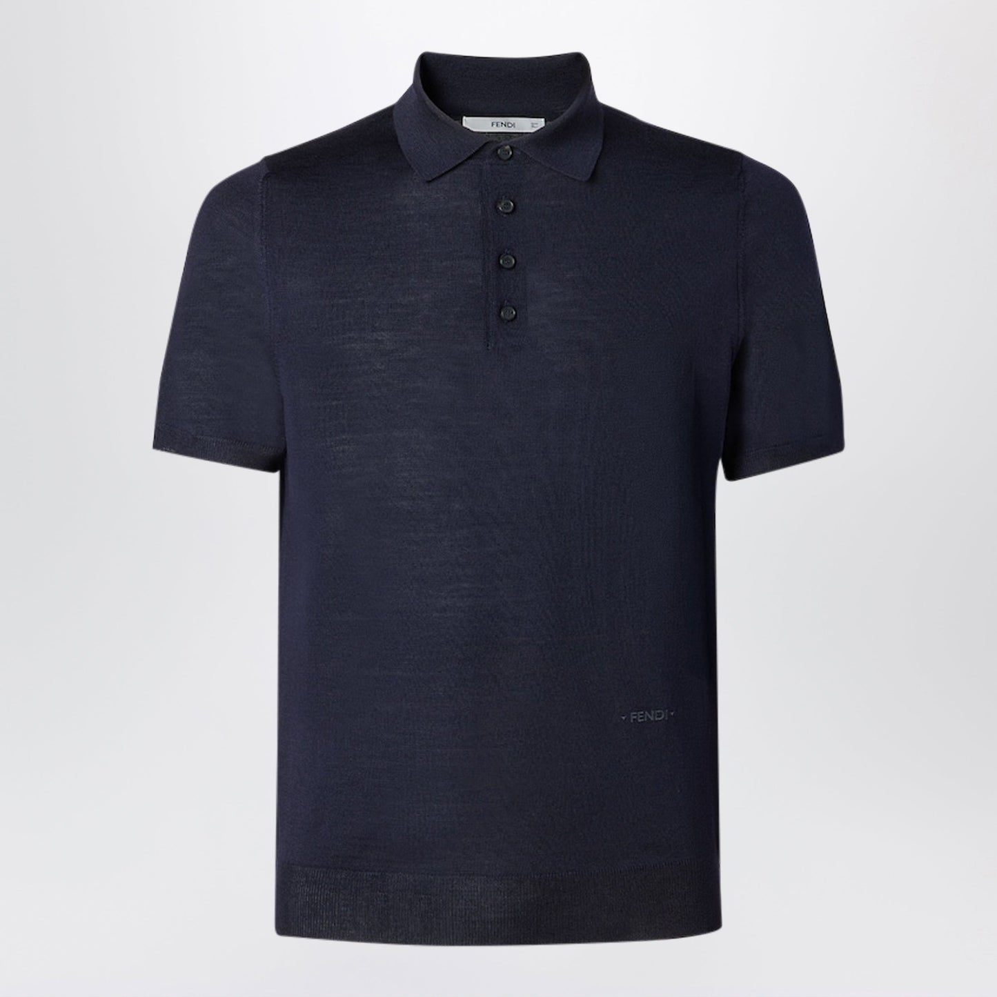 Fendi Navy Blue Wool Polo Shirt Men FENDI