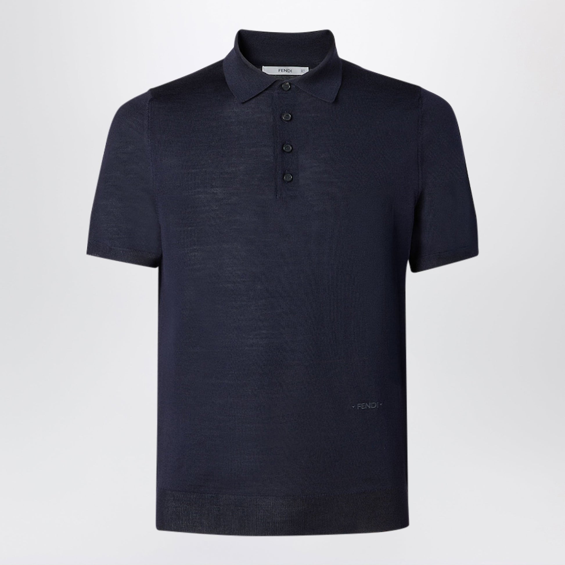Fendi Navy Blue Wool Polo Shirt Men FENDI