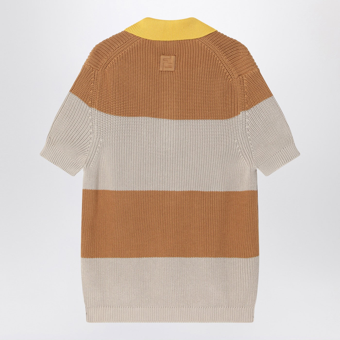Fendi Knitted Cotton Polo Shirt With Sand And Beige Stripes Men FENDI