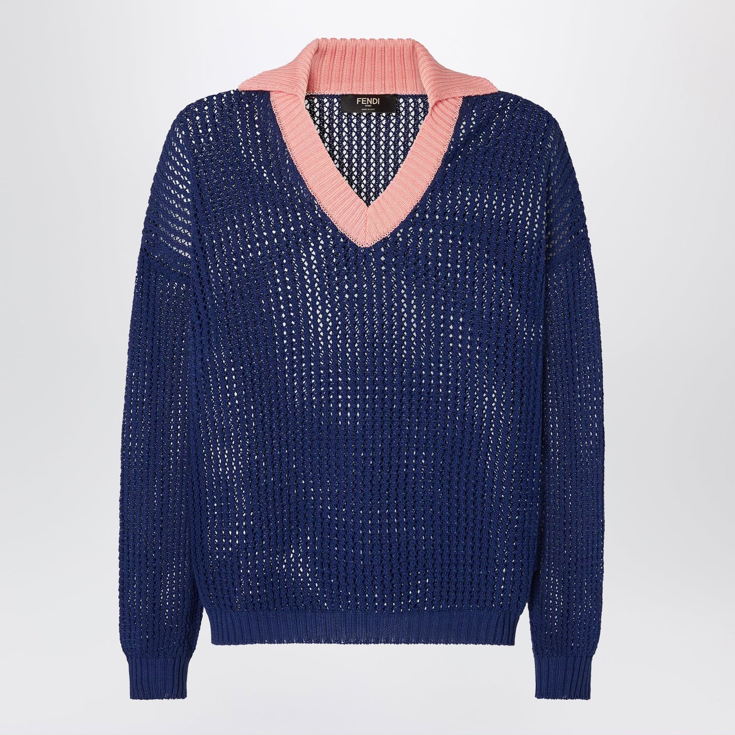Fendi Blue And Pink Cotton Jumper Men FENDI