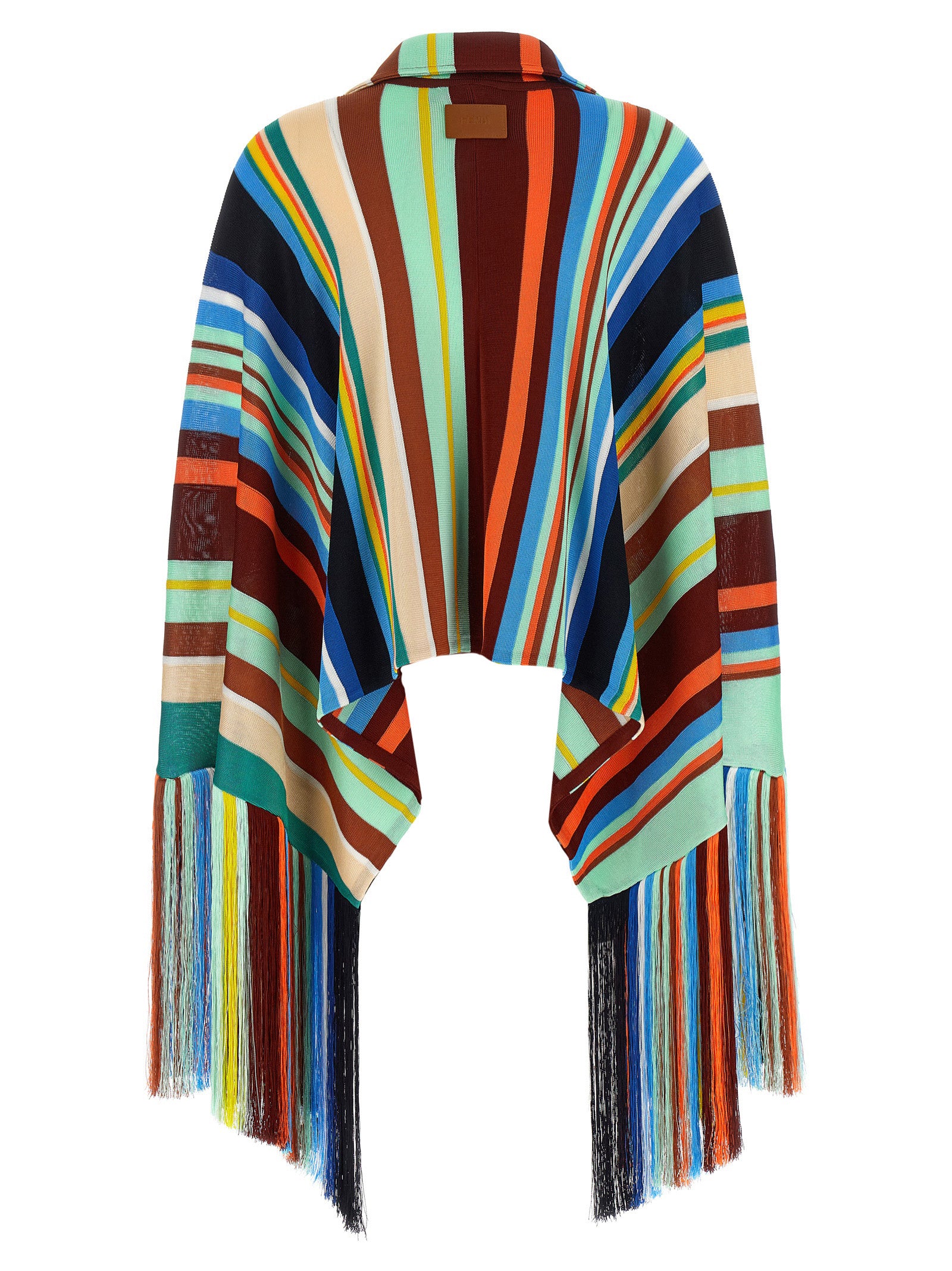 Fendi Women Striped Poncho With Fringes FENDI