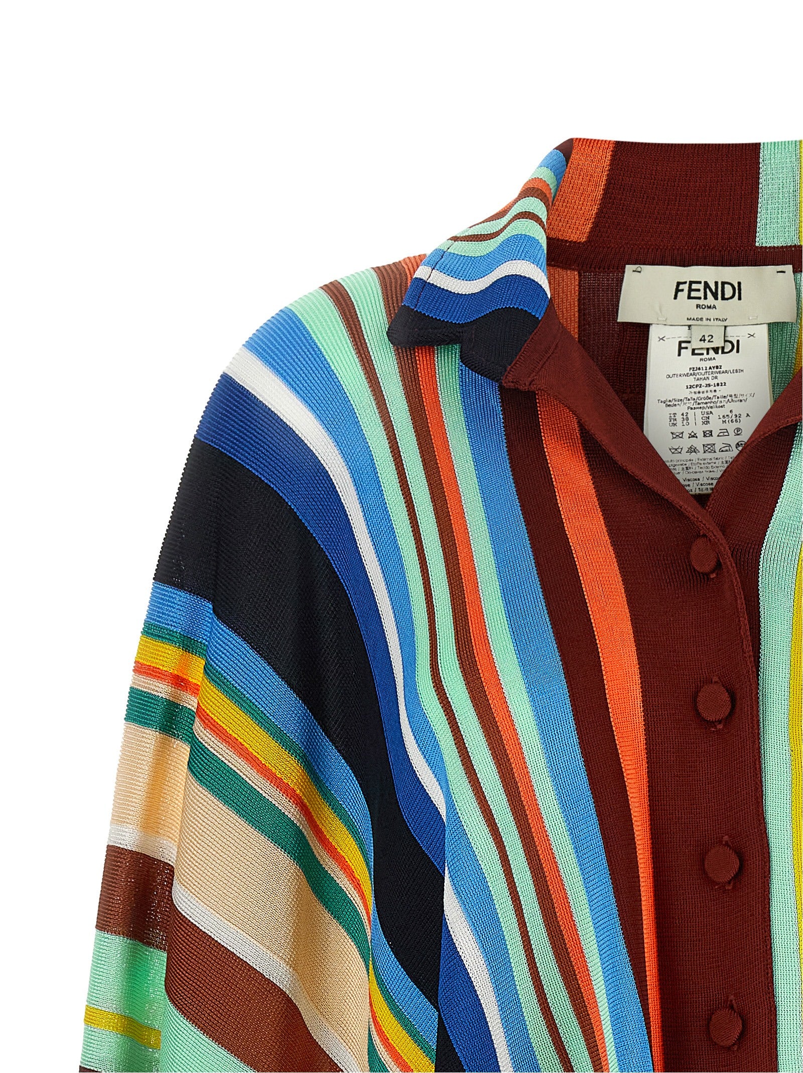 Fendi Women Striped Poncho With Fringes FENDI