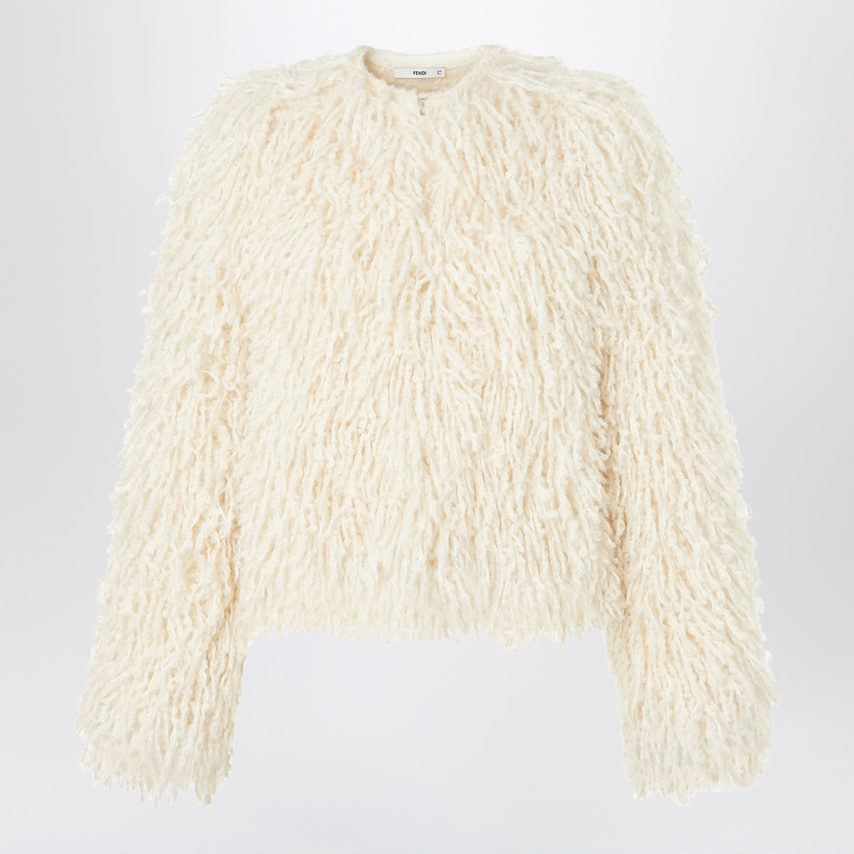 Fendi Ivory Cropped Jacket In Cashmere And Mohair Women FENDI