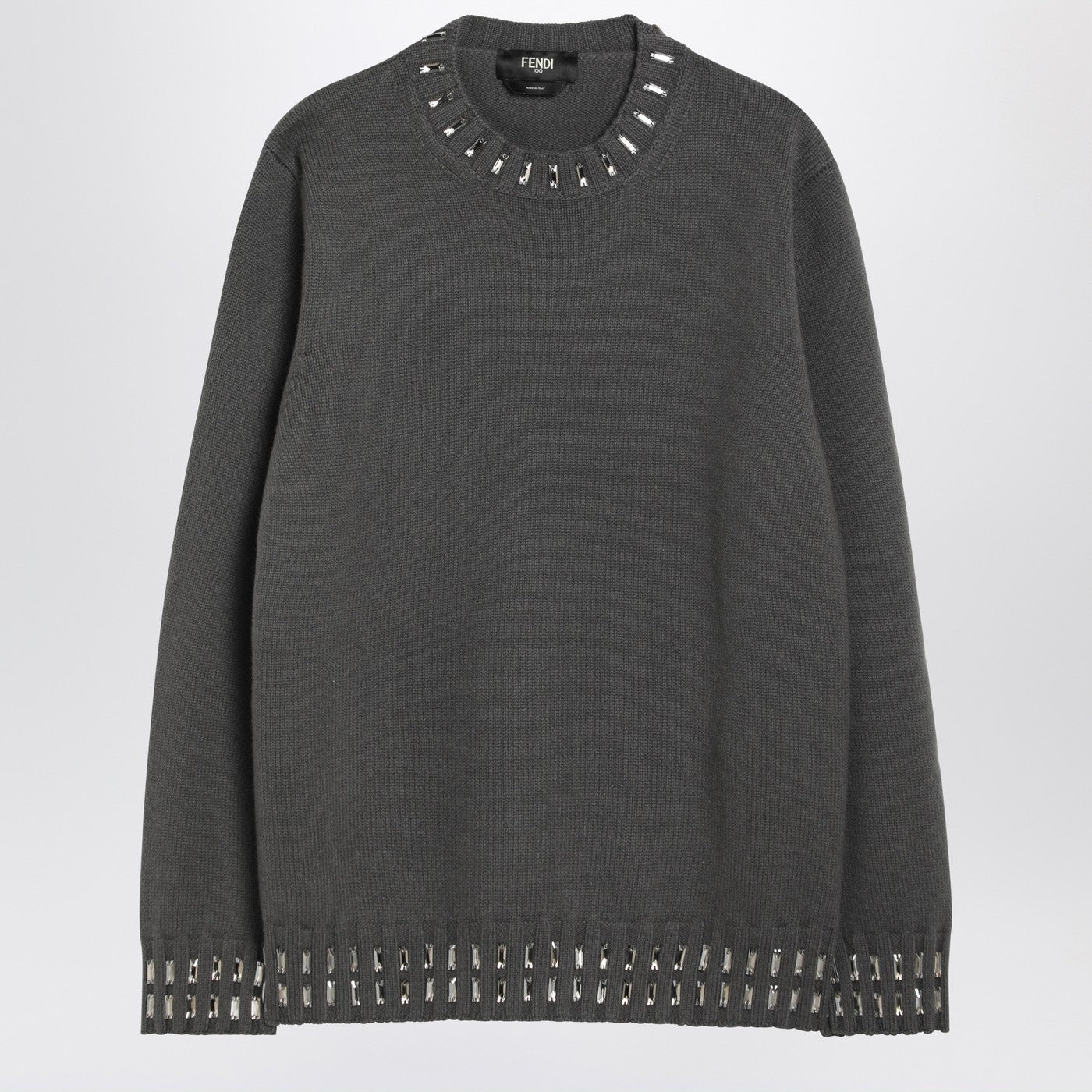 Fendi Grey Wool And Cashmere Jumper Men FENDI