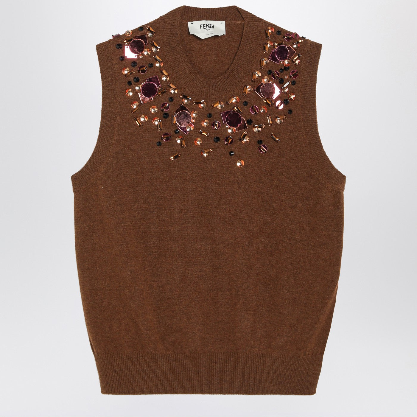 Fendi Rust Wool And Cashmere Gilet Women FENDI