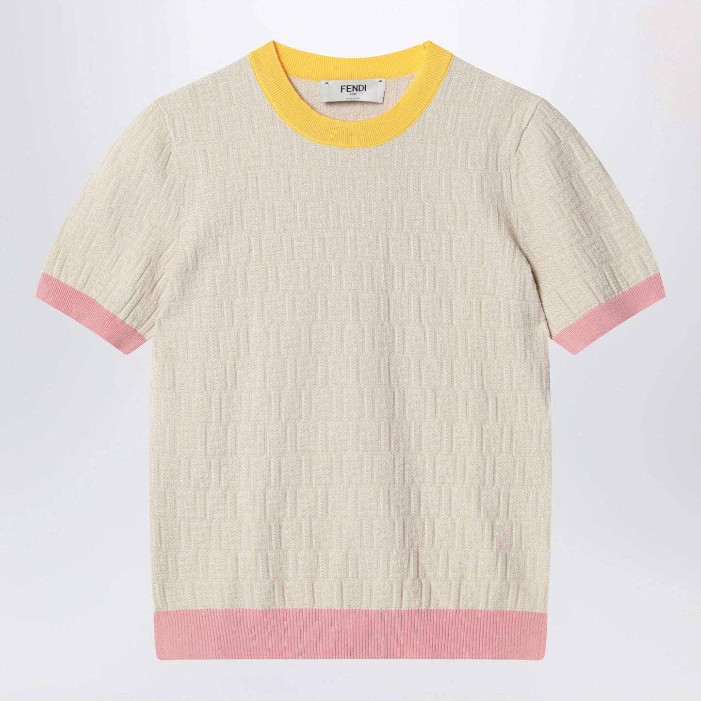Fendi Ecrã¹ Polo T-Shirt With Ff Jacquard Women FENDI