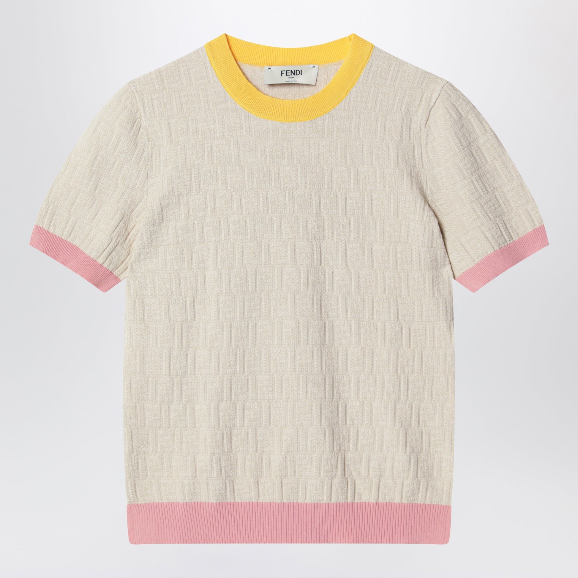 Fendi Ecrã¹ Polo T-Shirt With Ff Jacquard Women FENDI