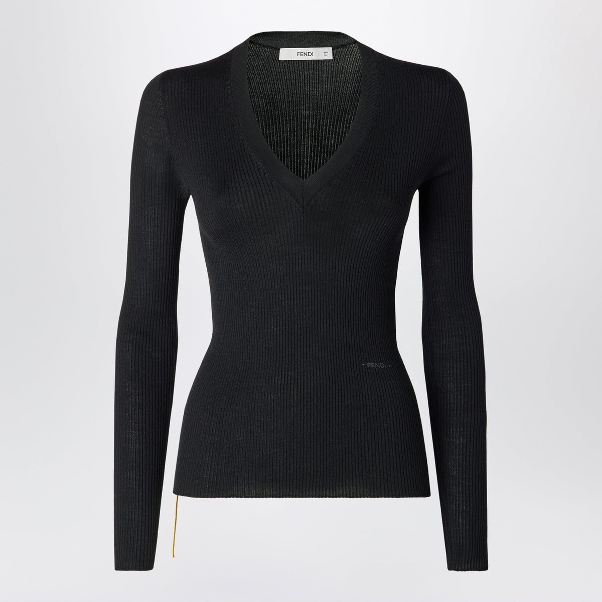 Fendi Black Ribbed Wool Jumper Women FENDI