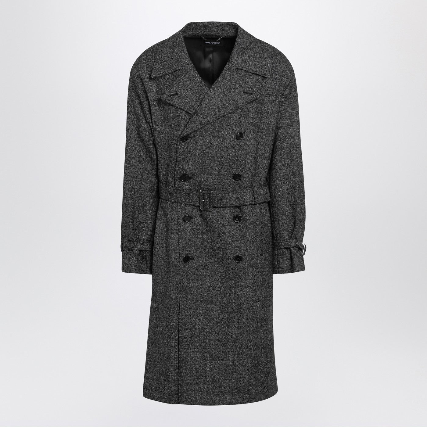 Dolce&Gabbana Grey Wool Double-Breasted Coat Men DOLCE & GABBANA
